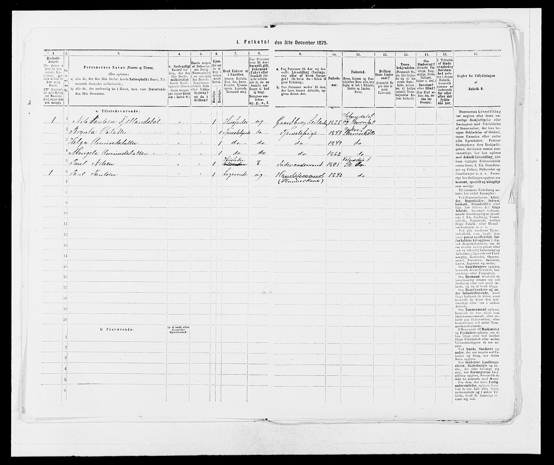 SAB, 1875 census for 1212P Skånevik, 1875, p. 238