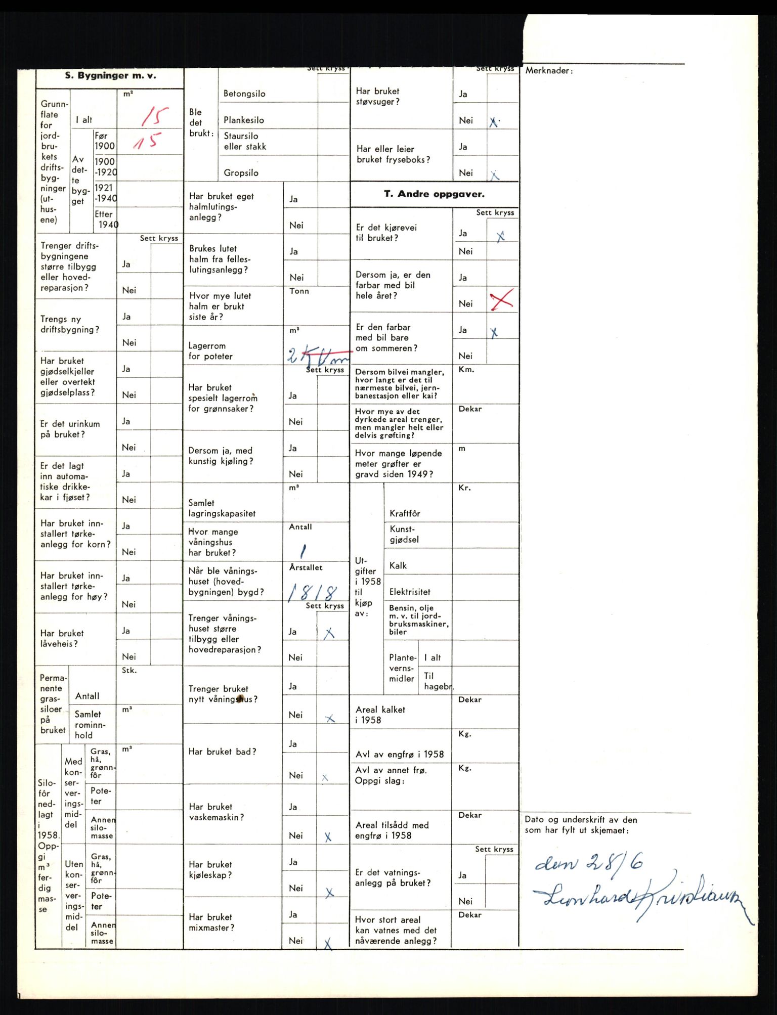 Statistisk sentralbyrå, Næringsøkonomiske emner, Jordbruk, skogbruk, jakt, fiske og fangst, AV/RA-S-2234/G/Gd/L0656: Troms: 1924 Målselv (kl. 0-3) og 1925 Sørreisa, 1959, p. 1366