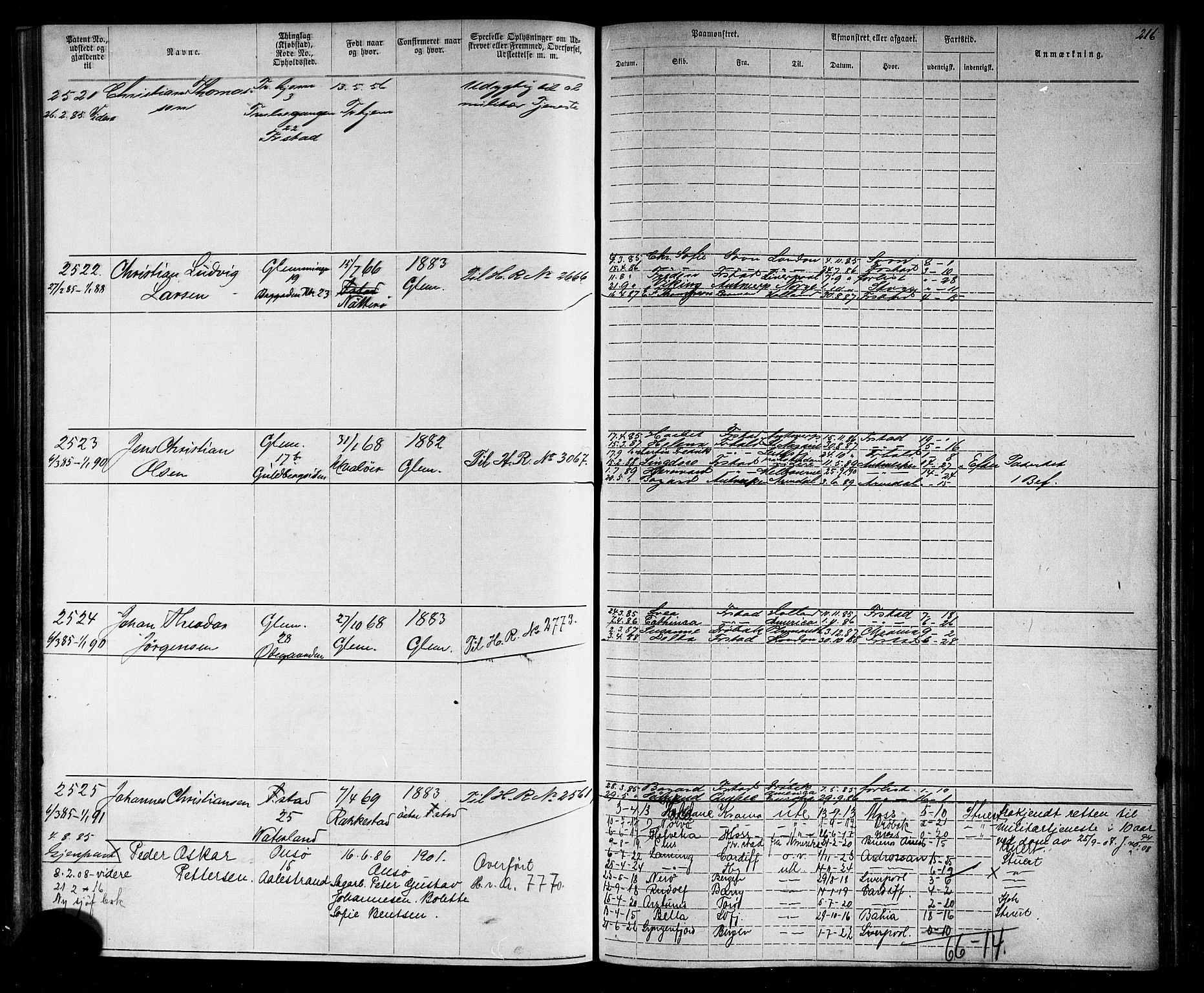 Fredrikstad mønstringskontor, AV/SAO-A-10569b/F/Fc/Fca/L0004: Annotasjonsrulle, 1885-1893, p. 220