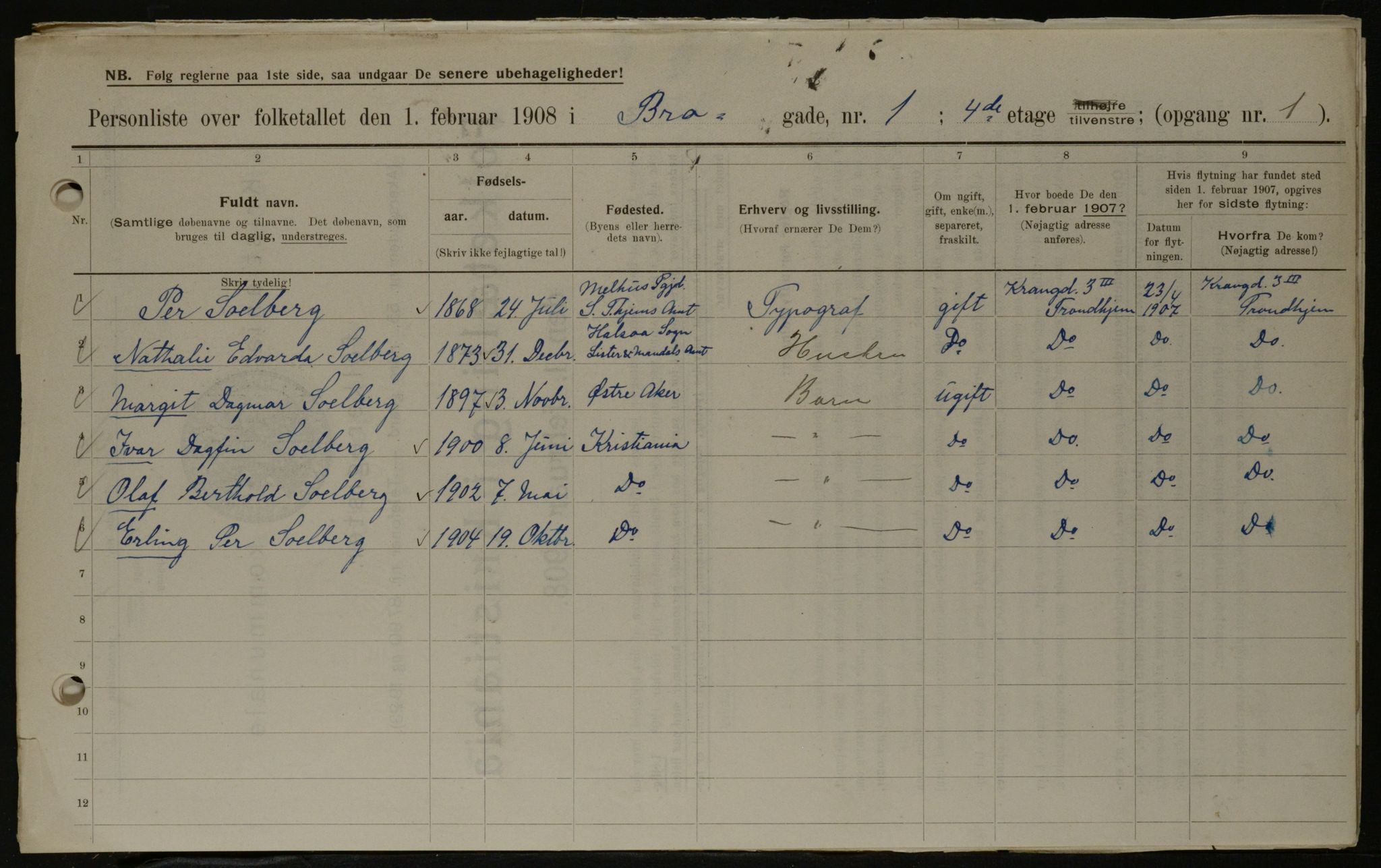OBA, Municipal Census 1908 for Kristiania, 1908, p. 9233