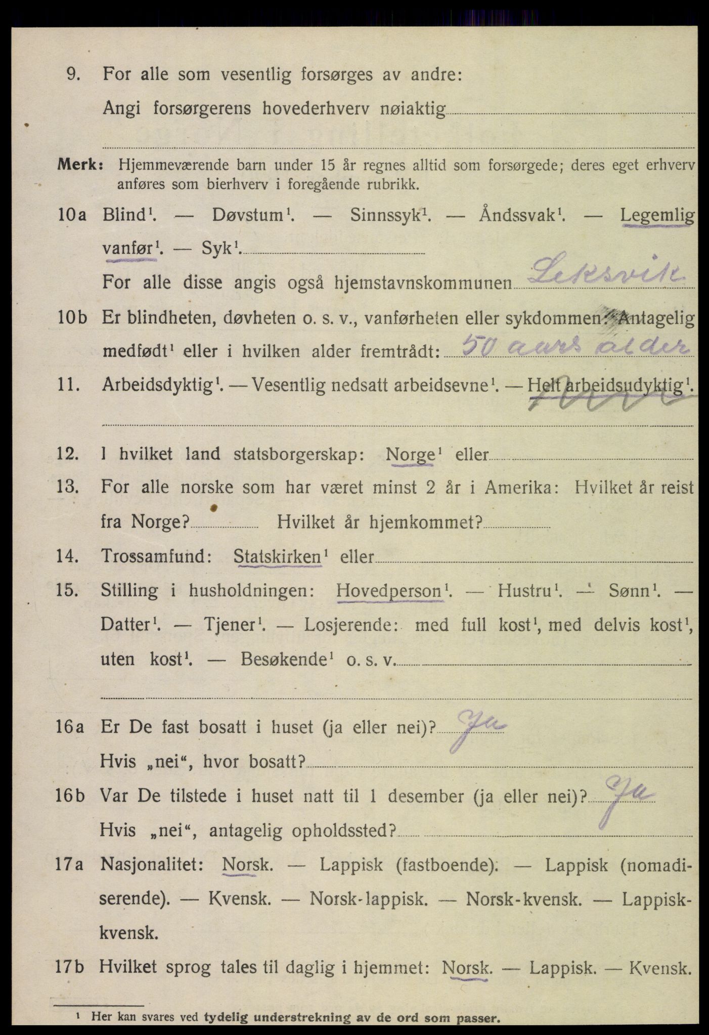 SAT, 1920 census for Leksvik, 1920, p. 5315