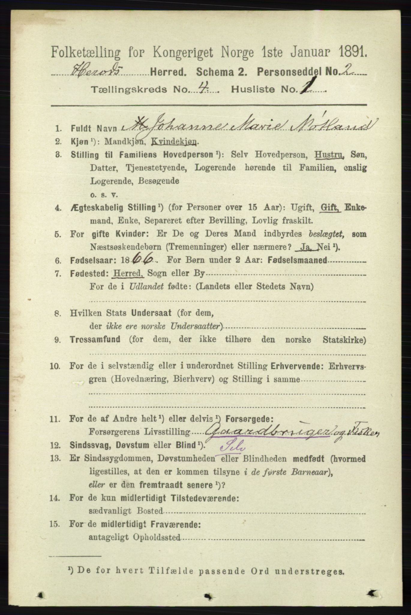 RA, 1891 census for 1039 Herad, 1891, p. 1420