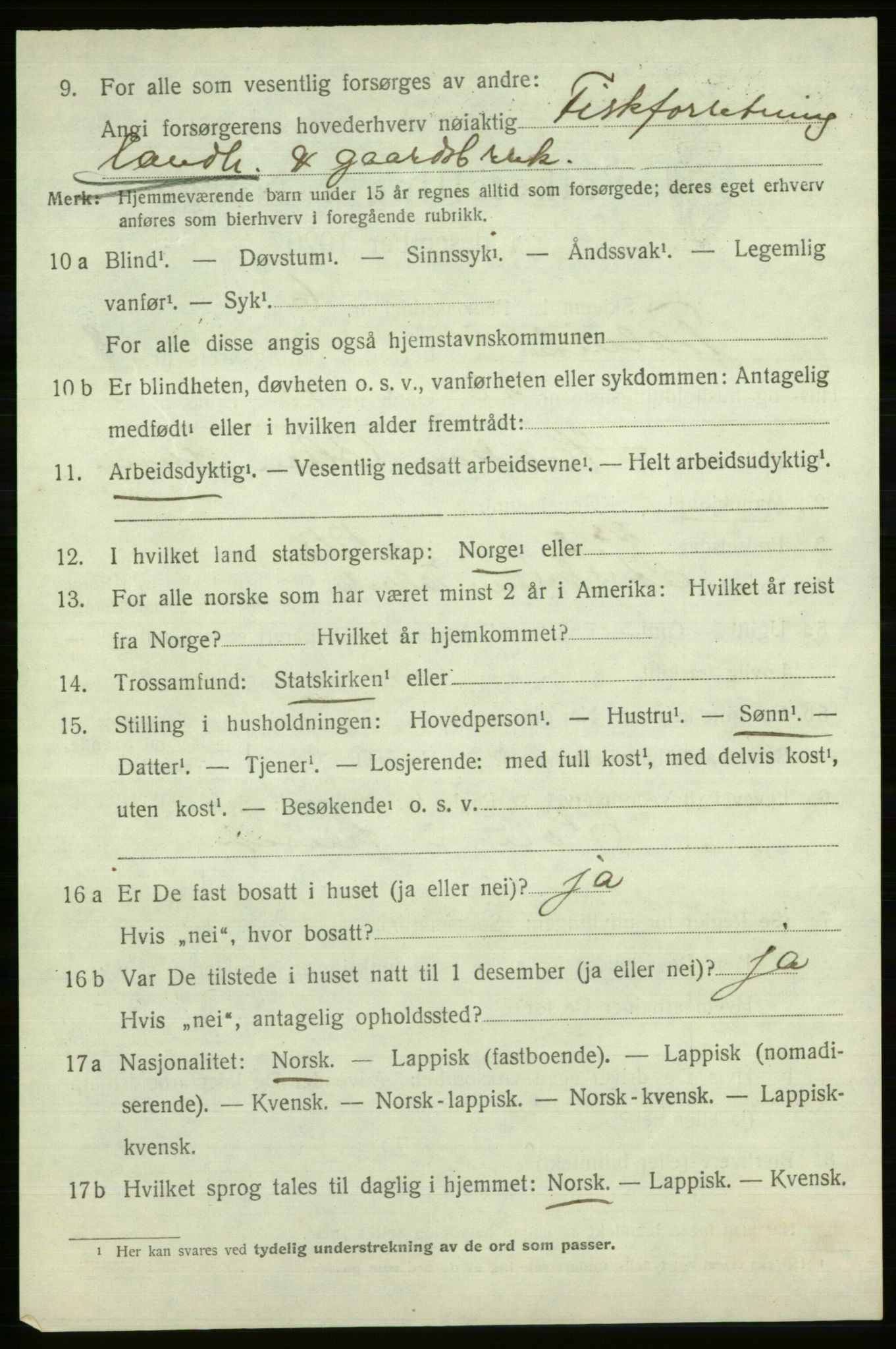 SATØ, 1920 census for Talvik, 1920, p. 5789