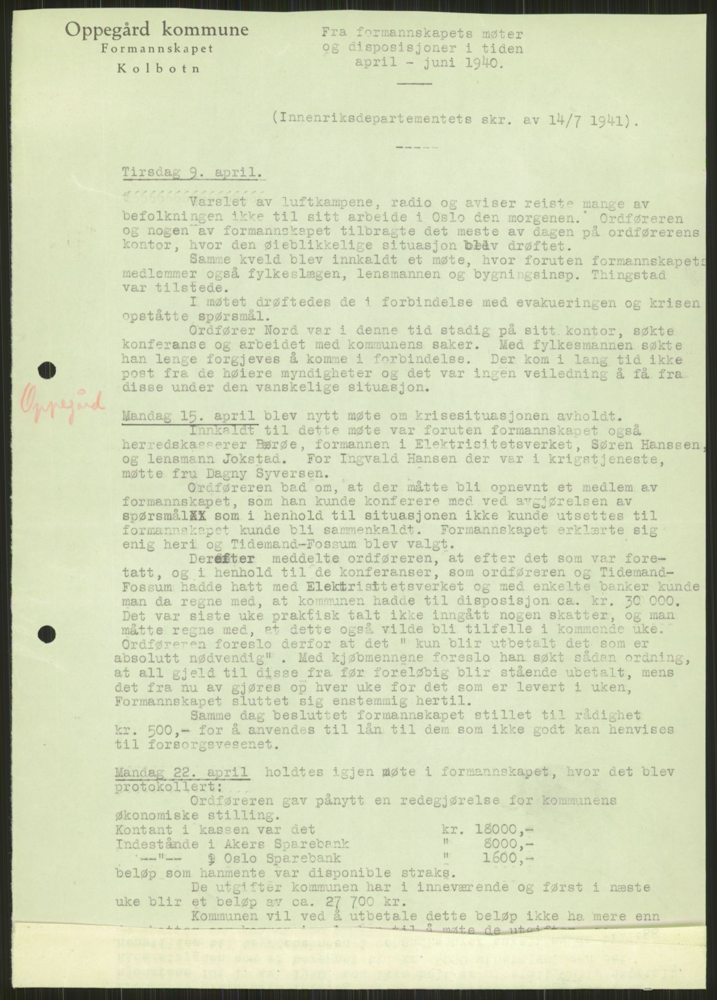 Forsvaret, Forsvarets krigshistoriske avdeling, RA/RAFA-2017/Y/Ya/L0013: II-C-11-31 - Fylkesmenn.  Rapporter om krigsbegivenhetene 1940., 1940, p. 811