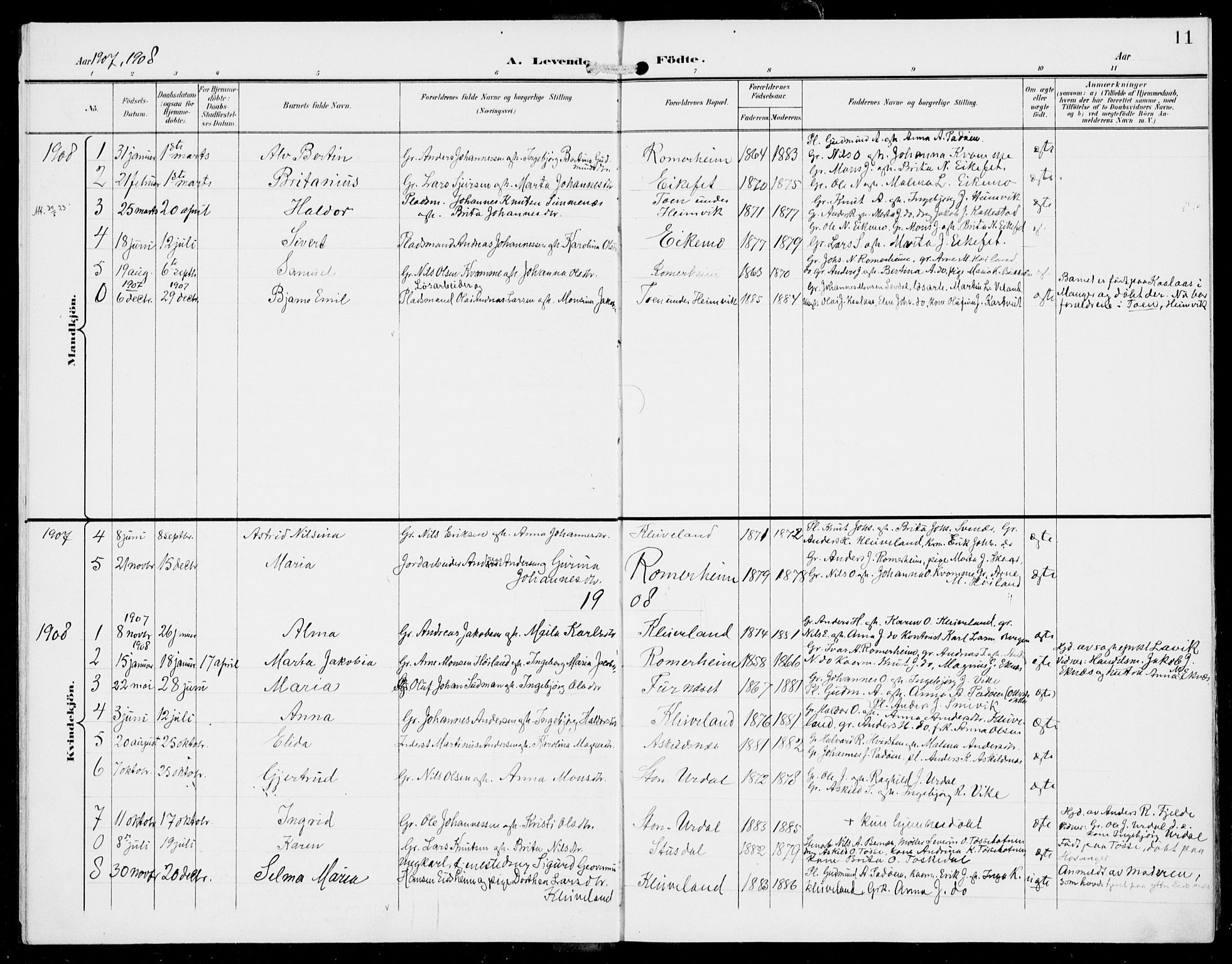 Hosanger sokneprestembete, AV/SAB-A-75801/H/Haa: Parish register (official) no. D  1, 1896-1922, p. 11