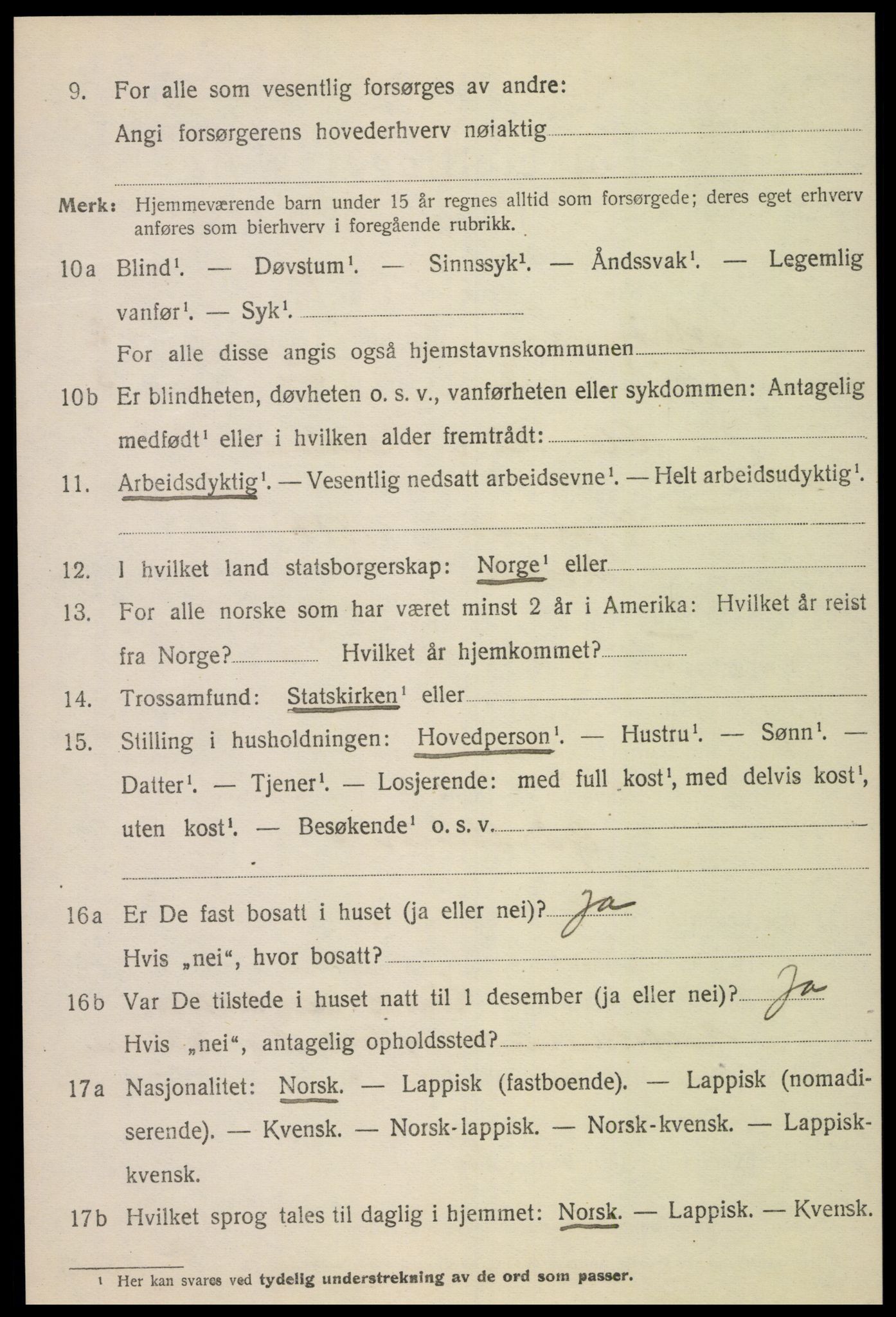 SAT, 1920 census for Ytterøy, 1920, p. 1022