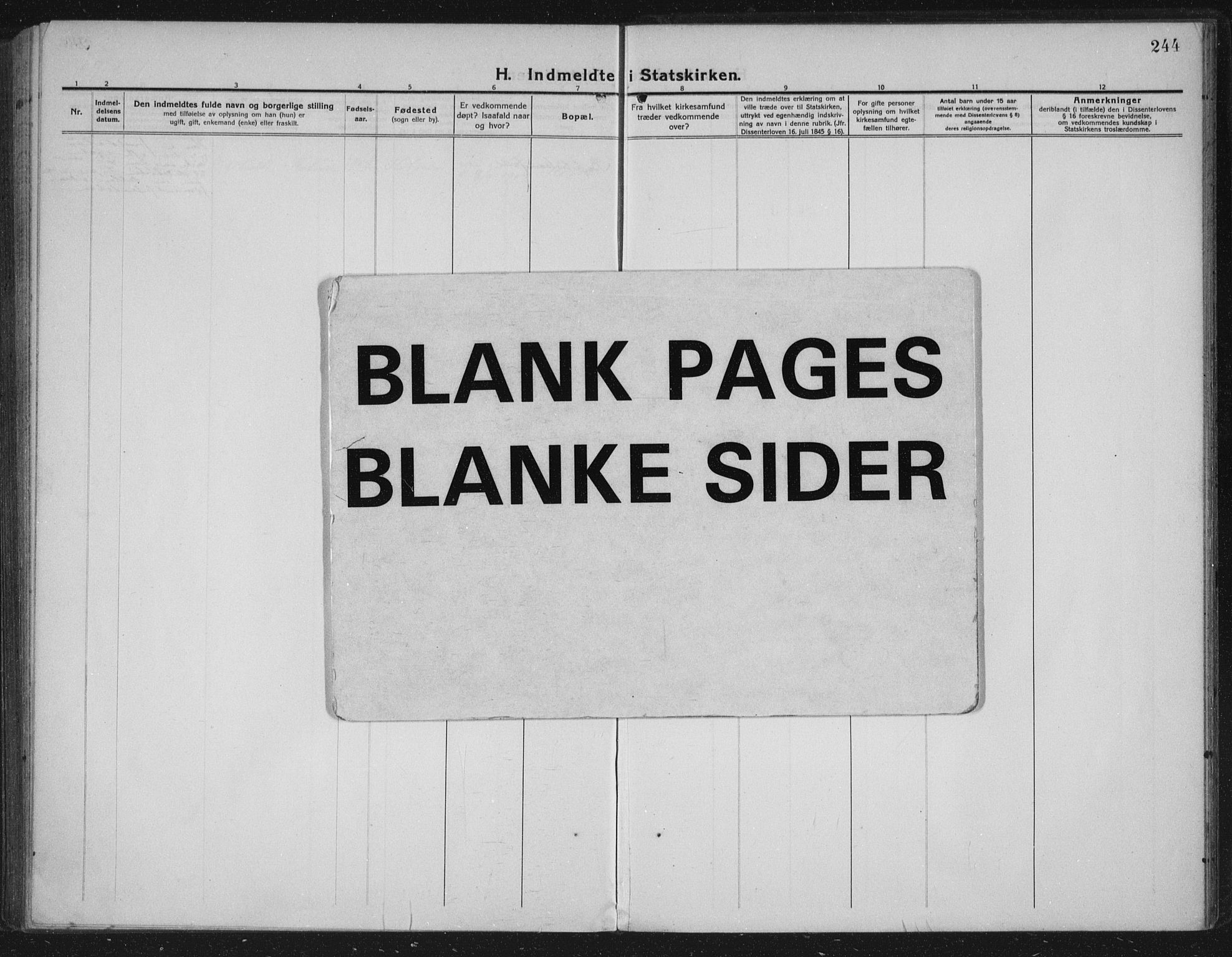 Håland sokneprestkontor, AV/SAST-A-101802/002/C/L0001: Parish register (official) no. A 14, 1913-1927, p. 244