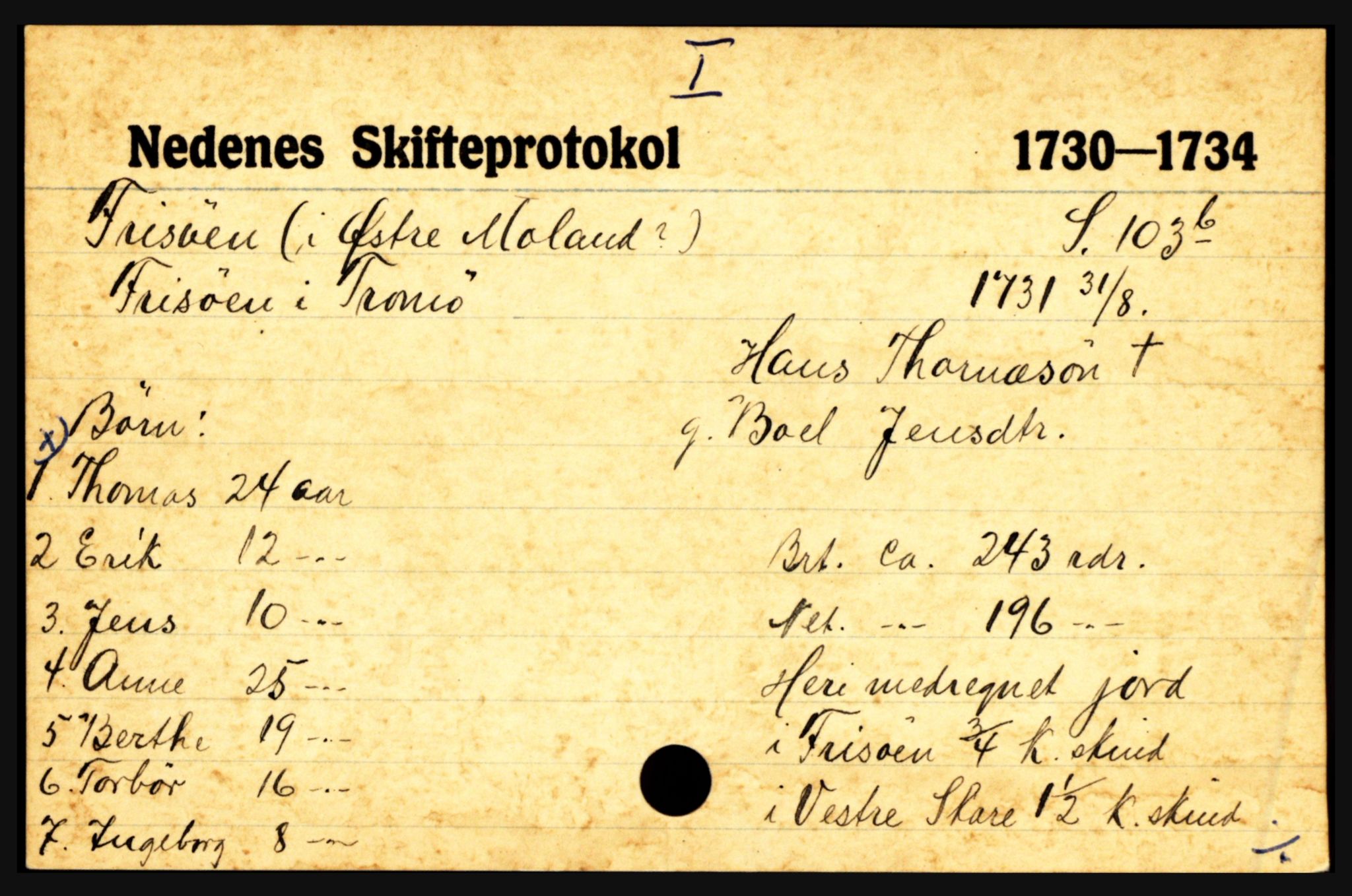 Nedenes sorenskriveri før 1824, AV/SAK-1221-0007/H, p. 7643