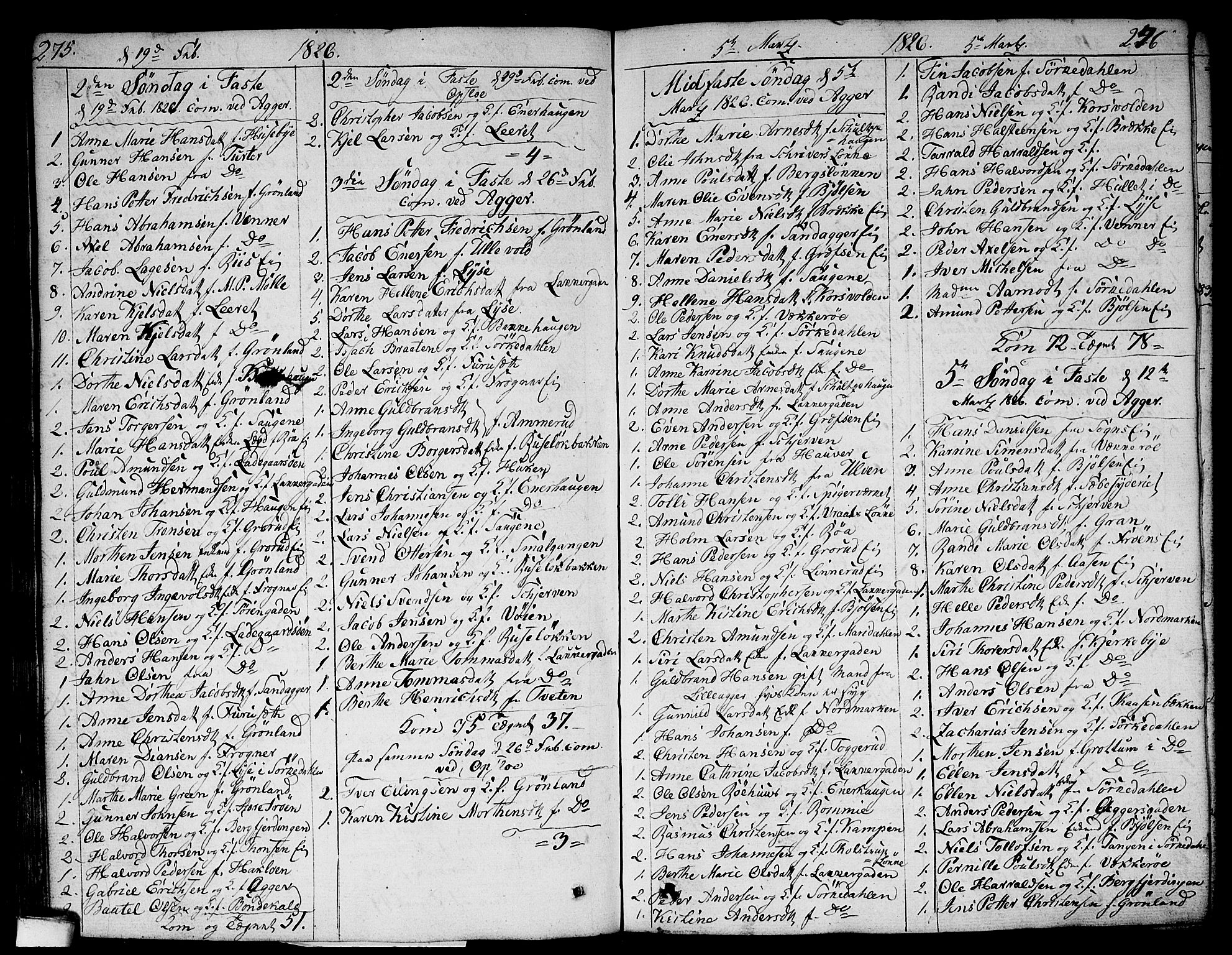 Aker prestekontor kirkebøker, AV/SAO-A-10861/G/L0003: Parish register (copy) no. 3, 1819-1836, p. 275-276