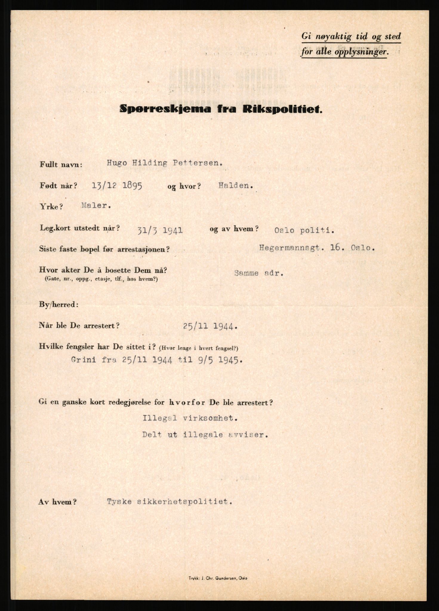 Rikspolitisjefen, AV/RA-S-1560/L/L0014: Pettersen, Aksel - Savosnick, Ernst, 1940-1945, p. 71