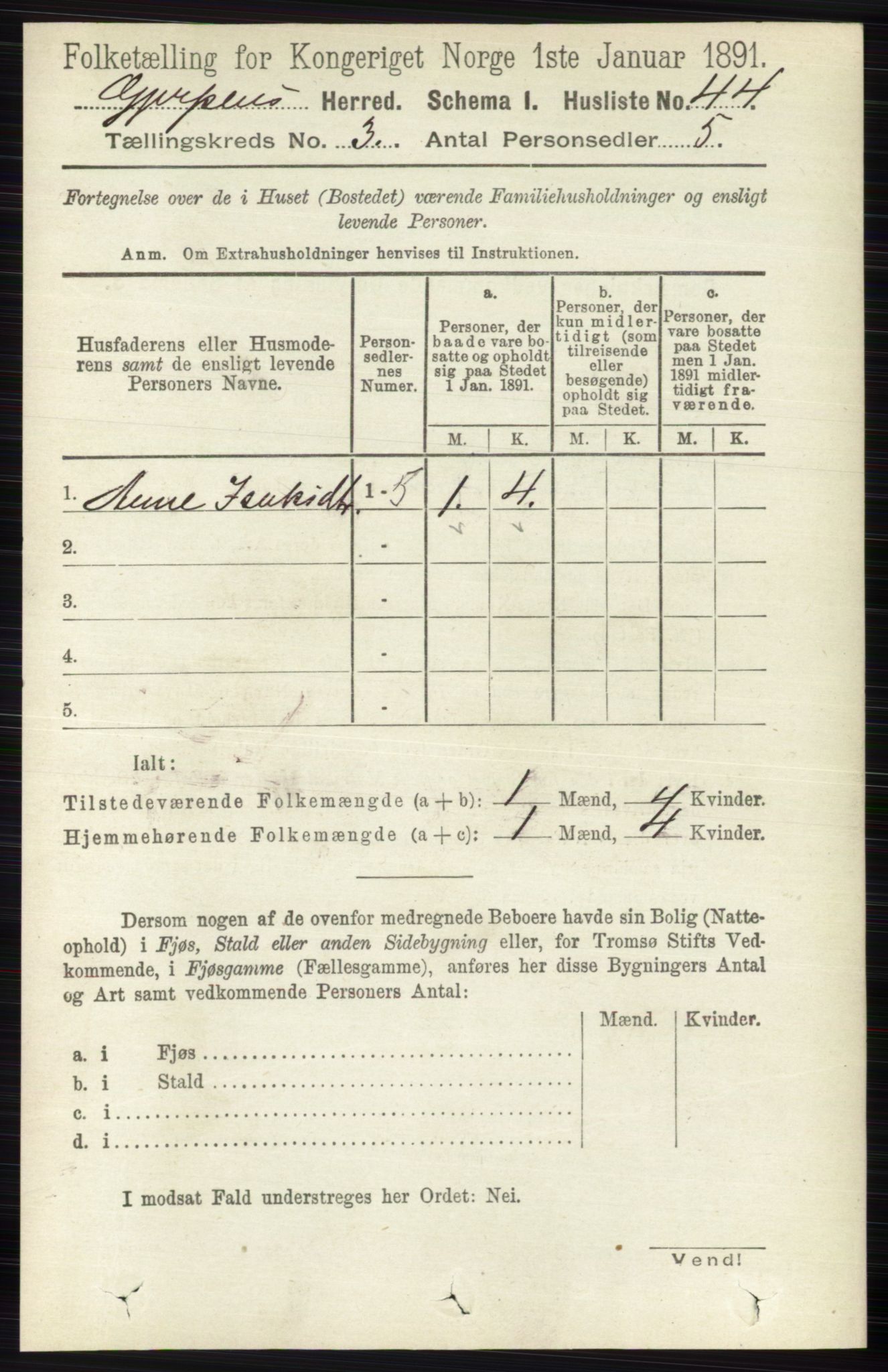 RA, 1891 census for 0812 Gjerpen, 1891, p. 1453