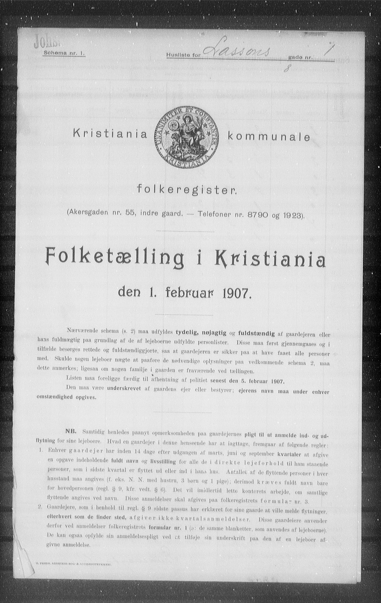 OBA, Municipal Census 1907 for Kristiania, 1907, p. 29208