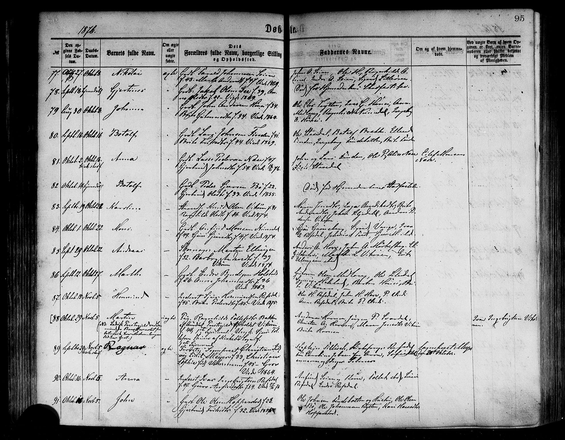 Vik sokneprestembete, AV/SAB-A-81501/H/Haa/Haaa/L0009: Parish register (official) no. A 9, 1866-1877, p. 95