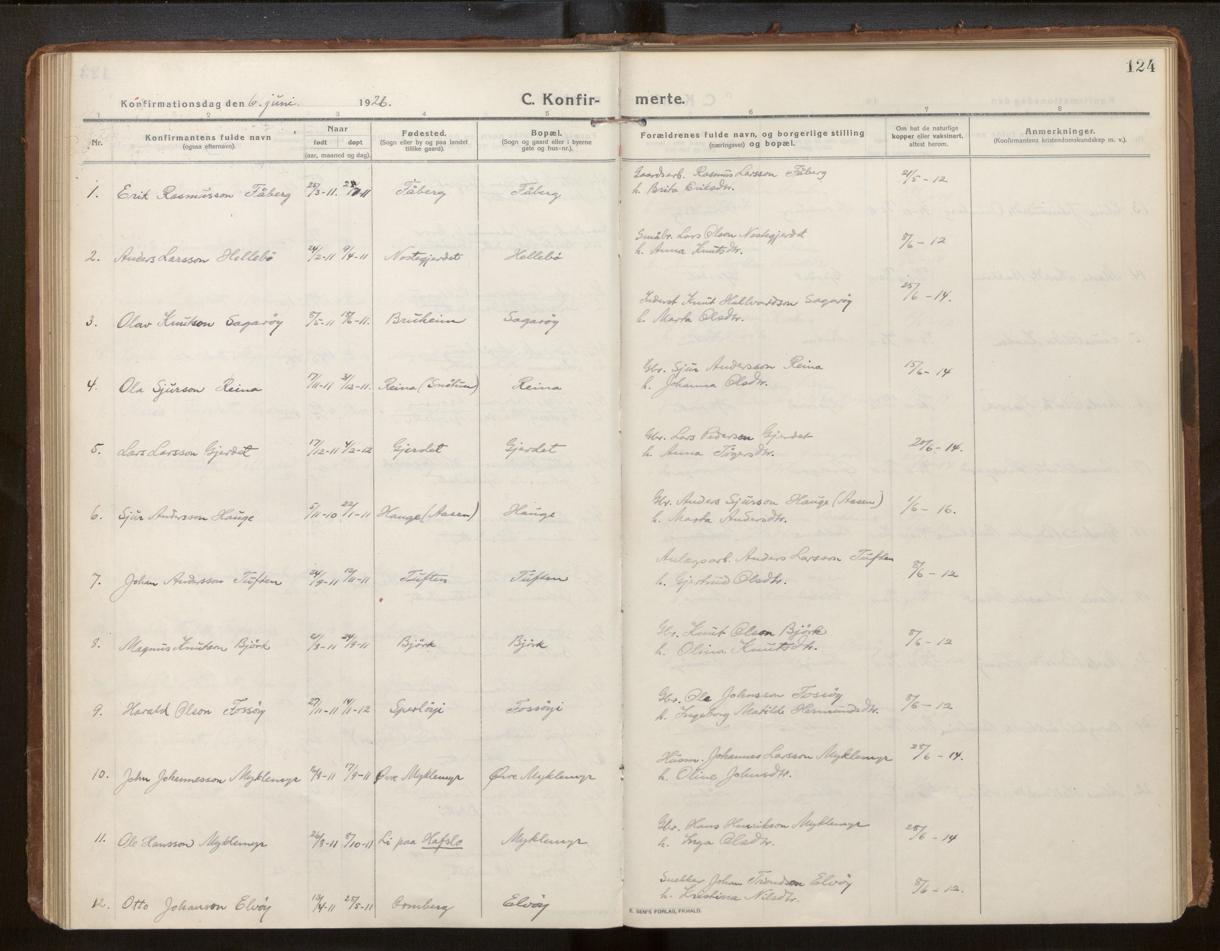 Jostedal sokneprestembete, AV/SAB-A-80601/H/Haa/Haab/L0002: Parish register (official) no. B 2, 1915-1931, p. 124