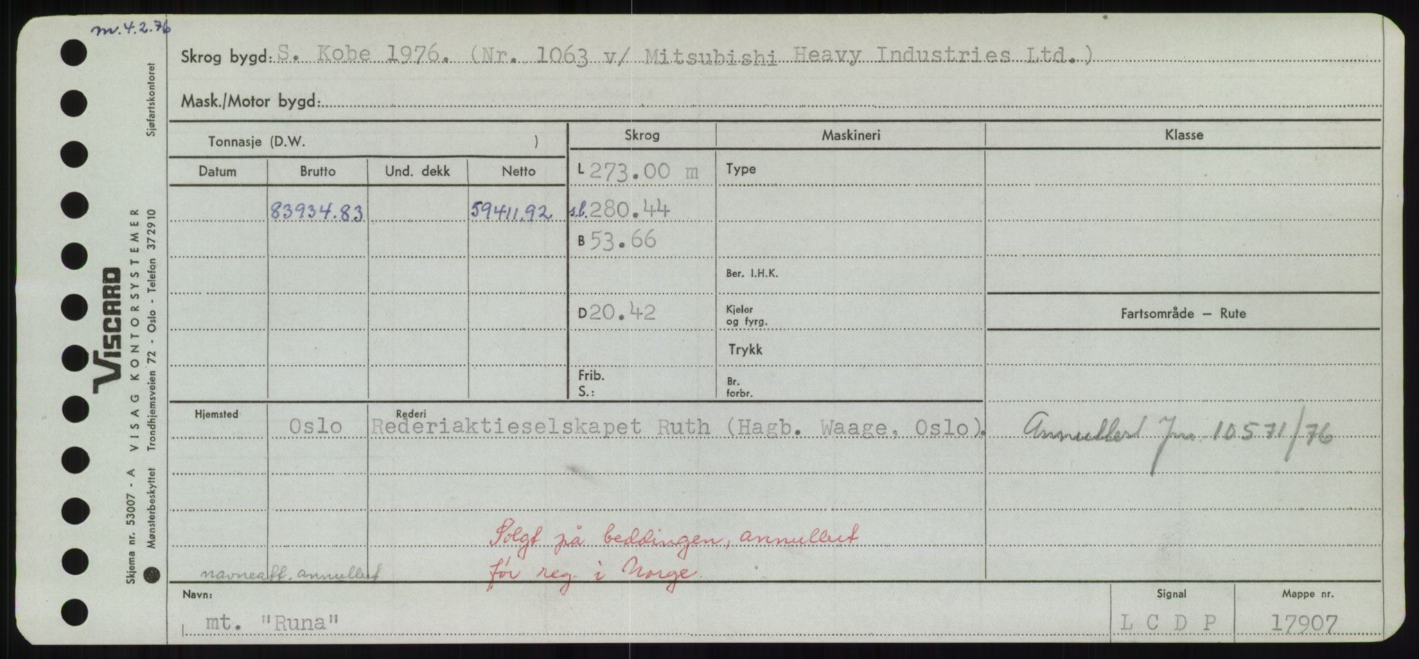 Sjøfartsdirektoratet med forløpere, Skipsmålingen, RA/S-1627/H/Hd/L0031: Fartøy, Rju-Sam, p. 297