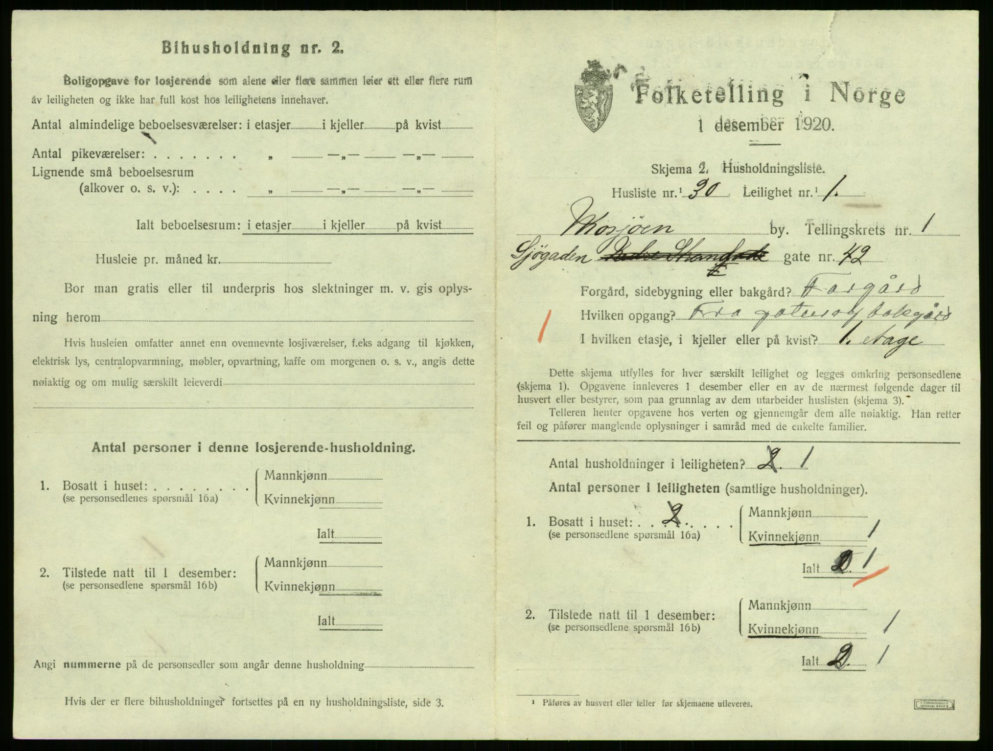 SAT, 1920 census for Mosjøen, 1920, p. 1668