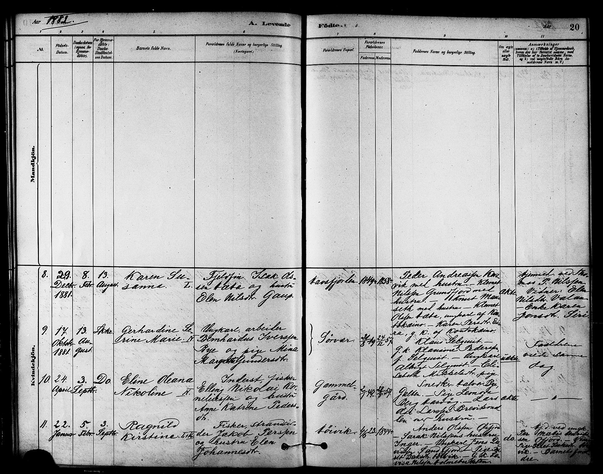 Loppa sokneprestkontor, AV/SATØ-S-1339/H/Ha/L0007kirke: Parish register (official) no. 7, 1879-1889, p. 20