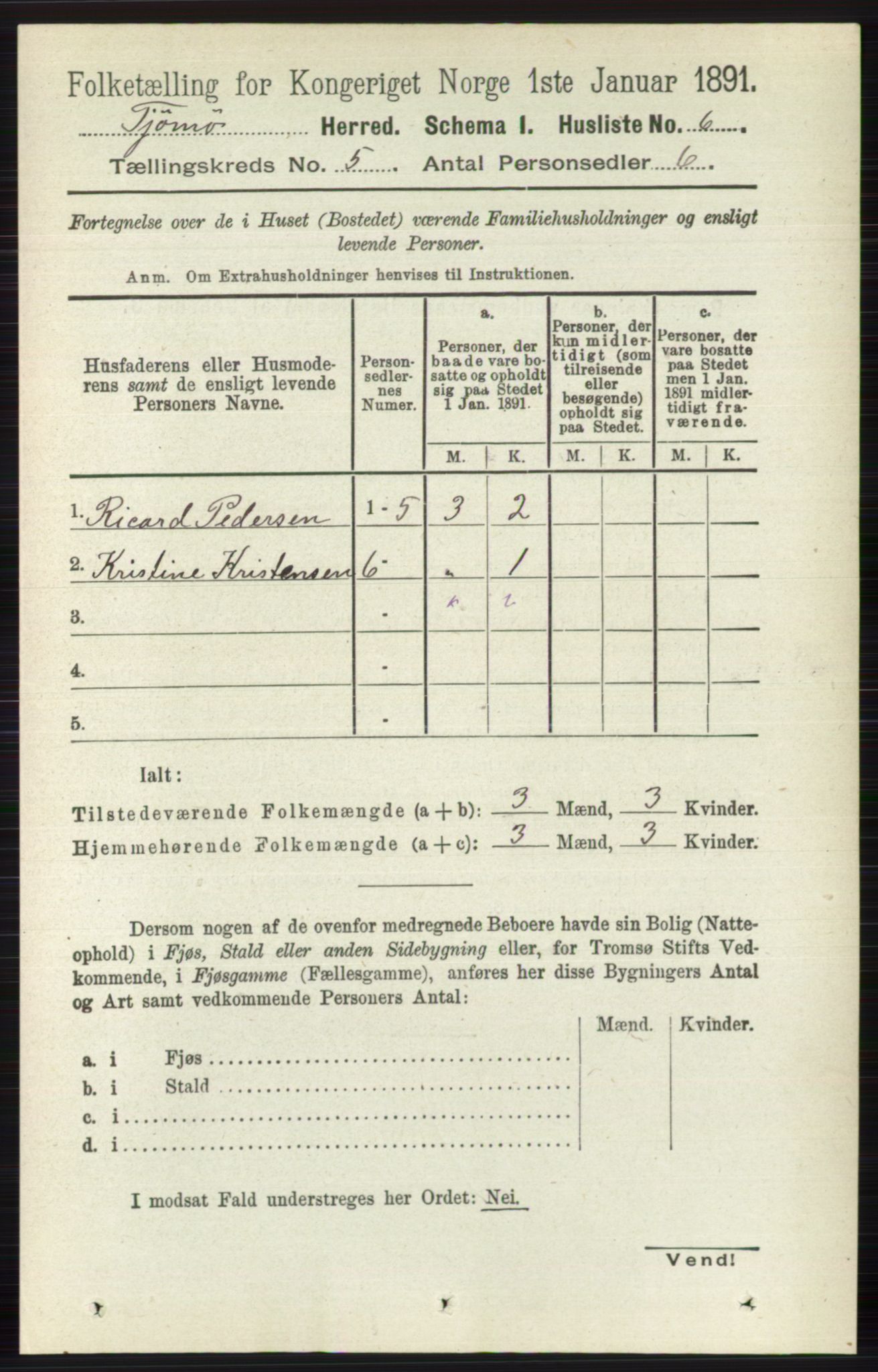 RA, 1891 census for 0723 Tjøme, 1891, p. 1606