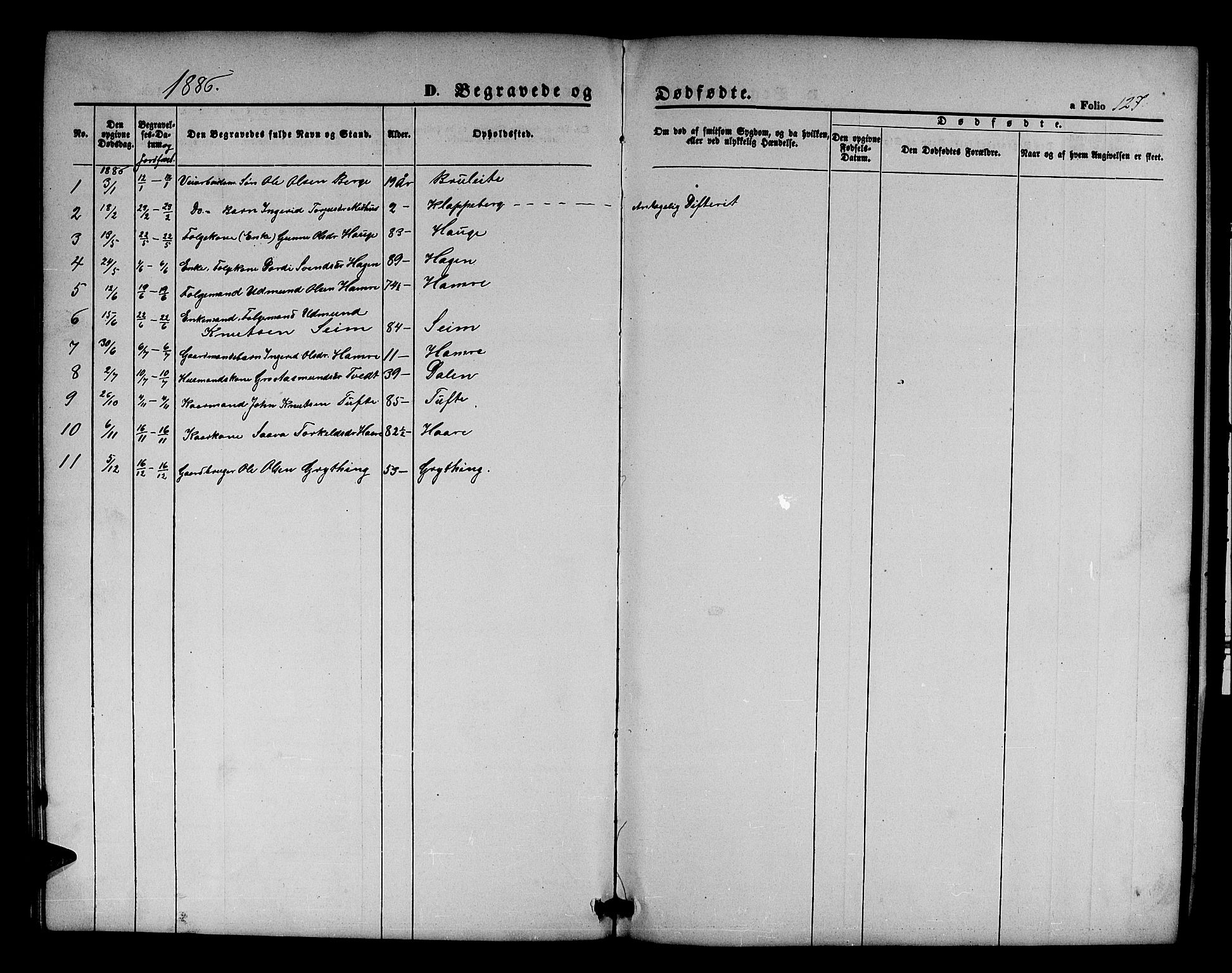 Røldal sokneprestembete, AV/SAB-A-100247: Parish register (copy) no. A 2, 1861-1886, p. 127