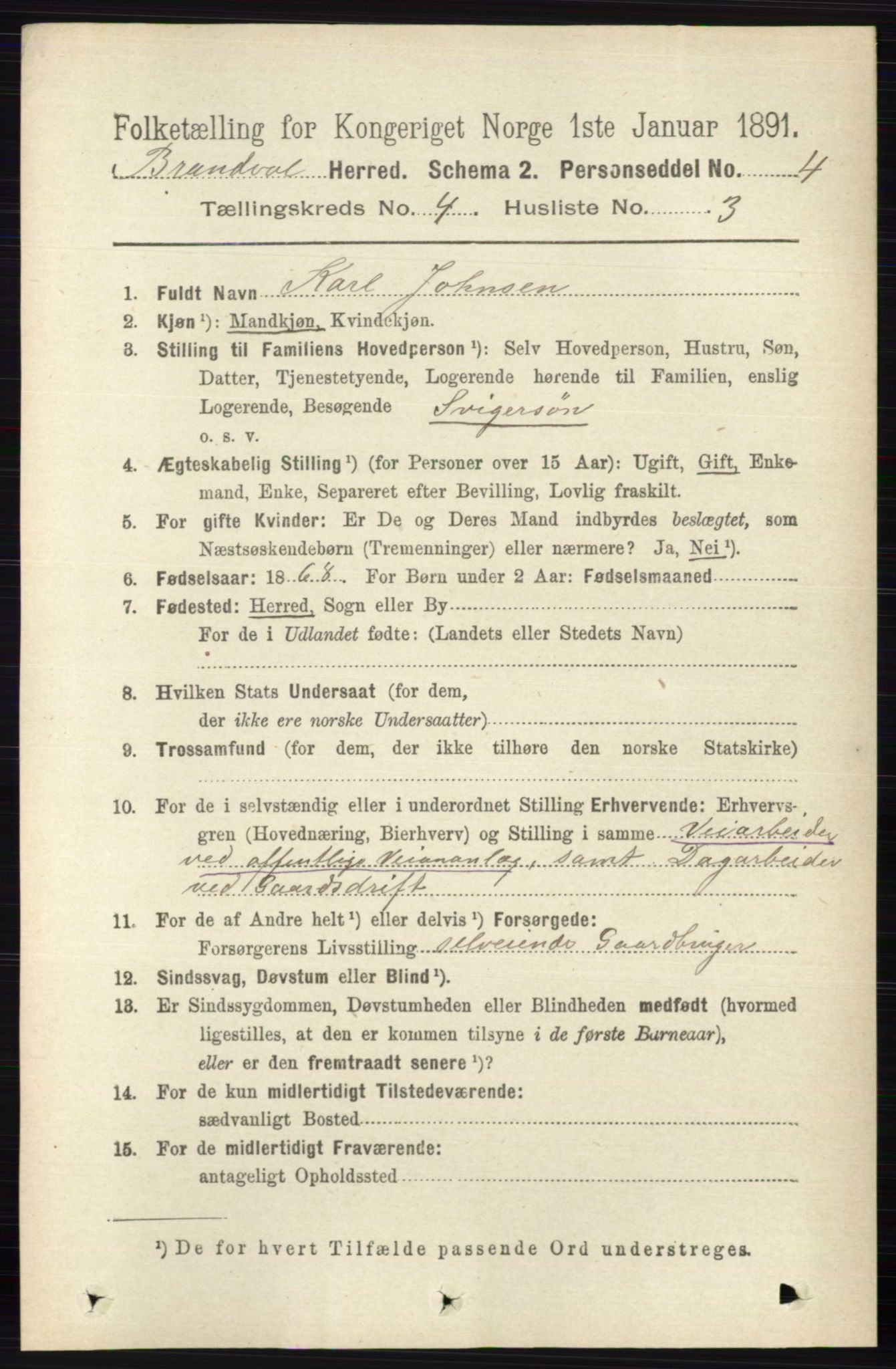 RA, 1891 census for 0422 Brandval, 1891, p. 1723