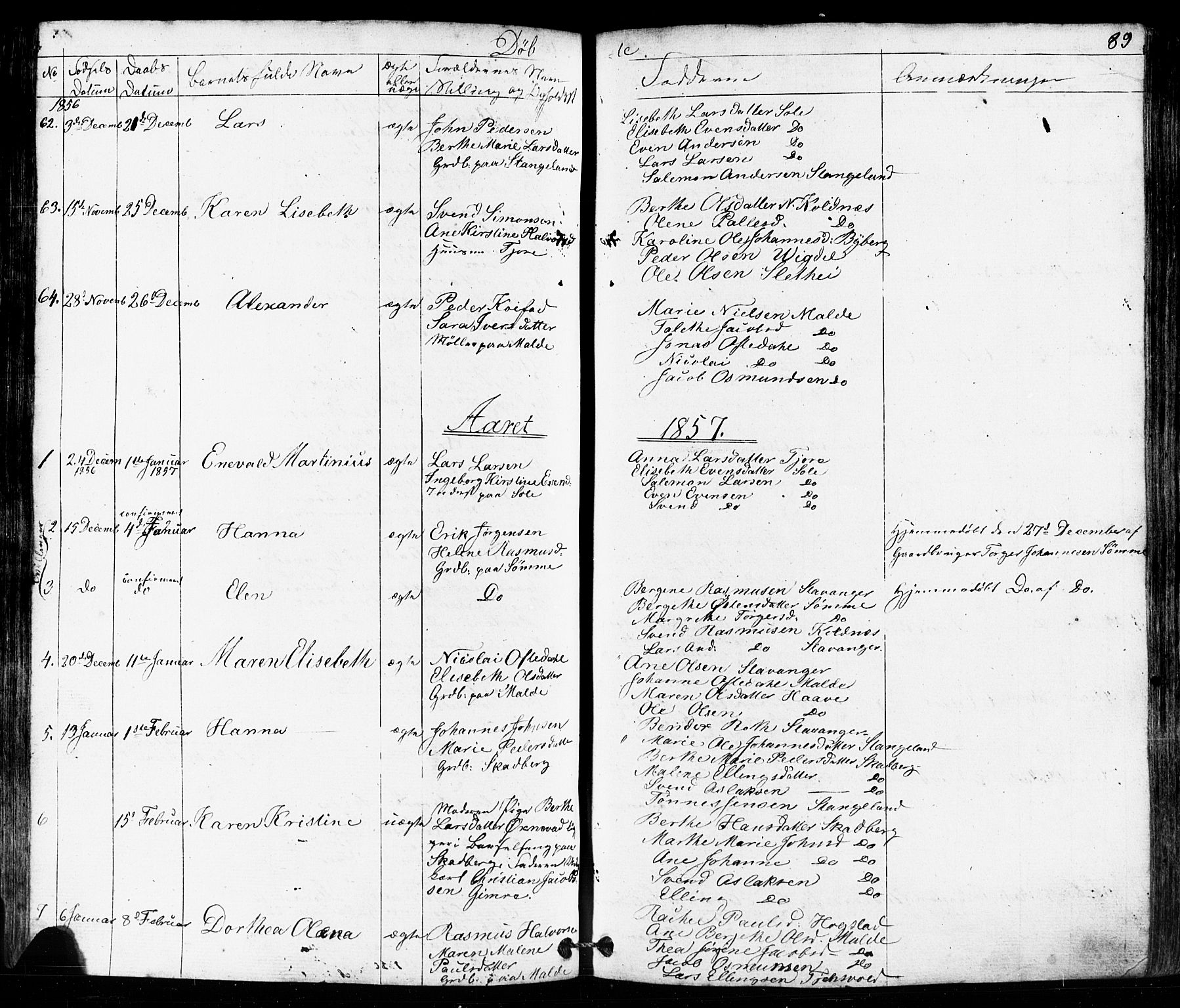 Håland sokneprestkontor, SAST/A-101802/001/30BB/L0002: Parish register (copy) no. B 2, 1845-1872, p. 89