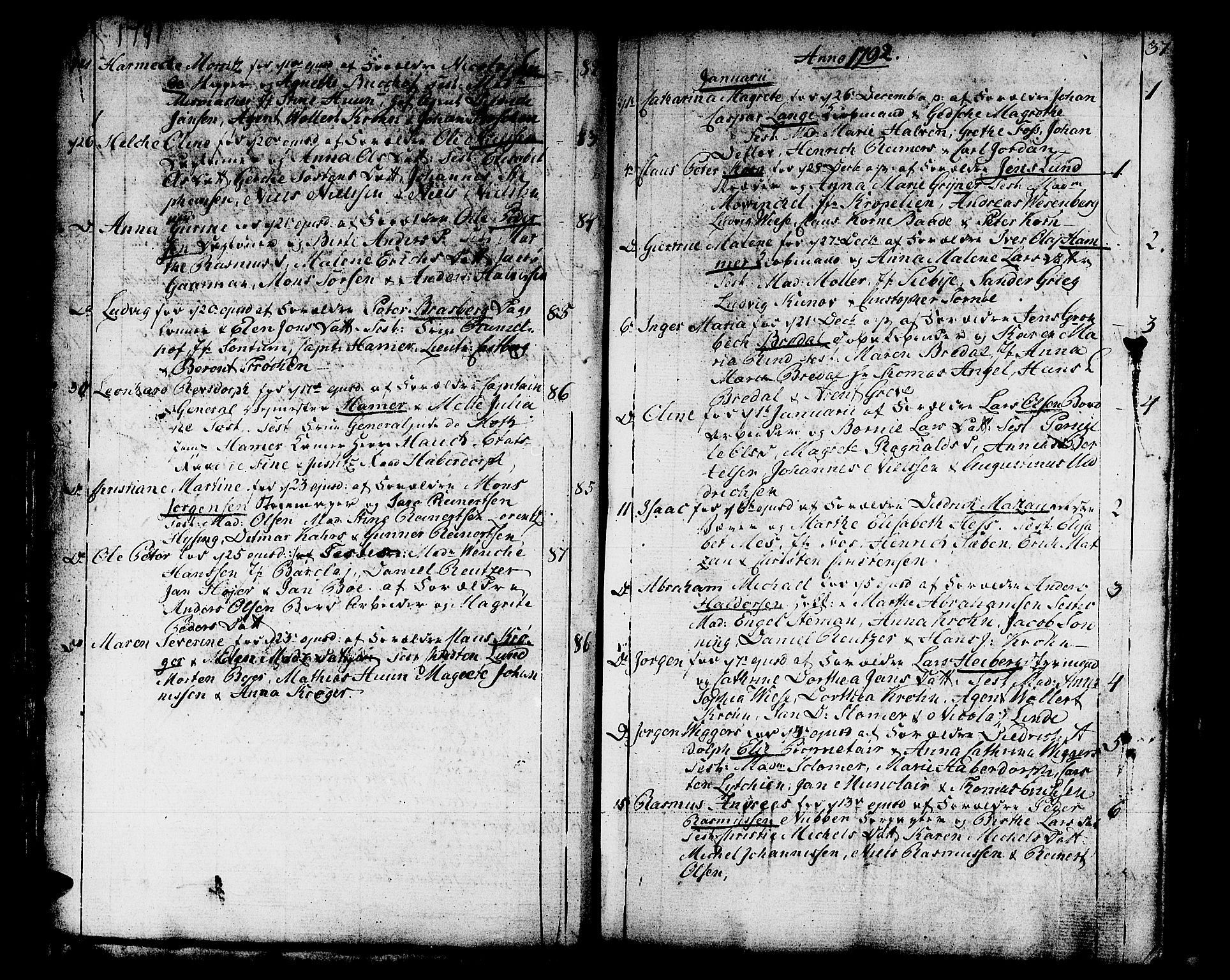 Domkirken sokneprestembete, SAB/A-74801/H/Haa/L0004: Parish register (official) no. A 4, 1763-1820, p. 36-37