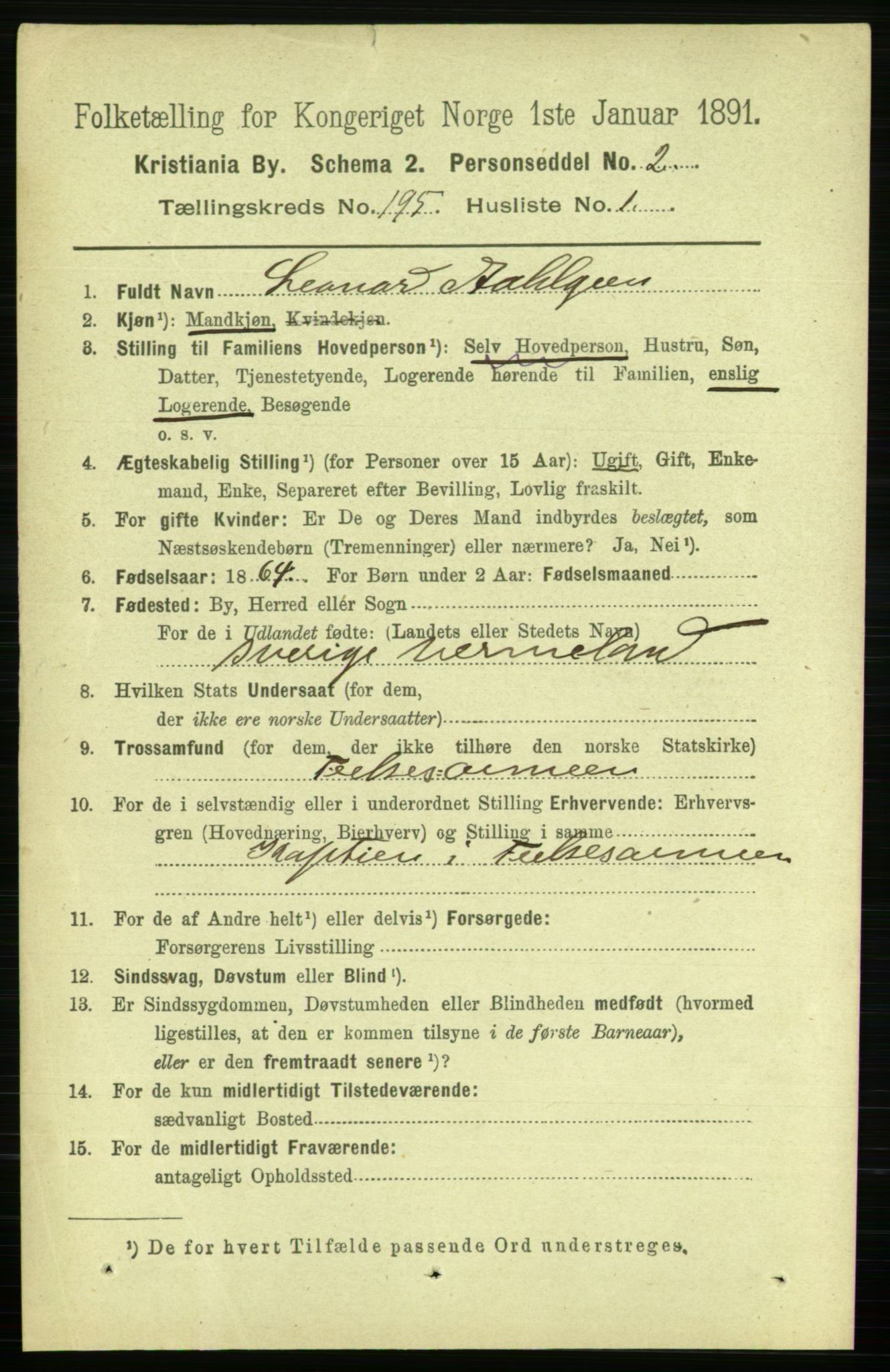 RA, 1891 census for 0301 Kristiania, 1891, p. 117504