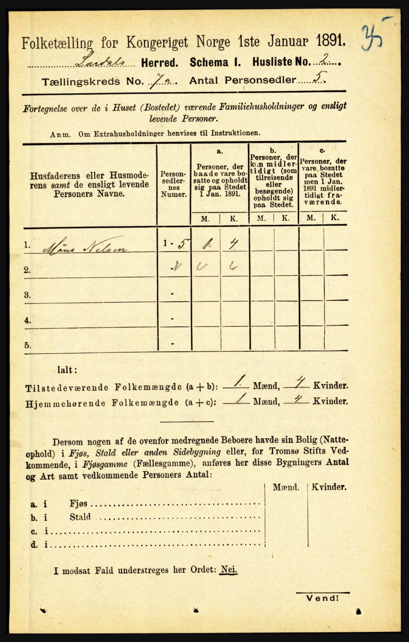 RA, 1891 census for 1422 Lærdal, 1891, p. 750