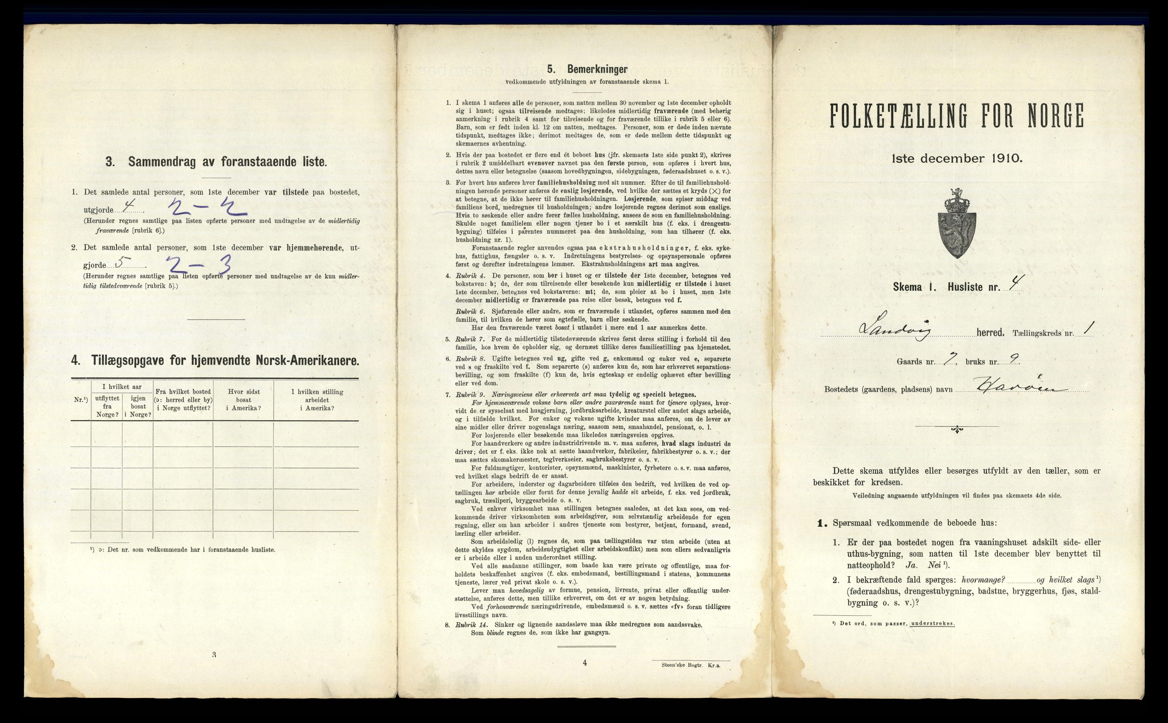 RA, 1910 census for Landvik, 1910, p. 38