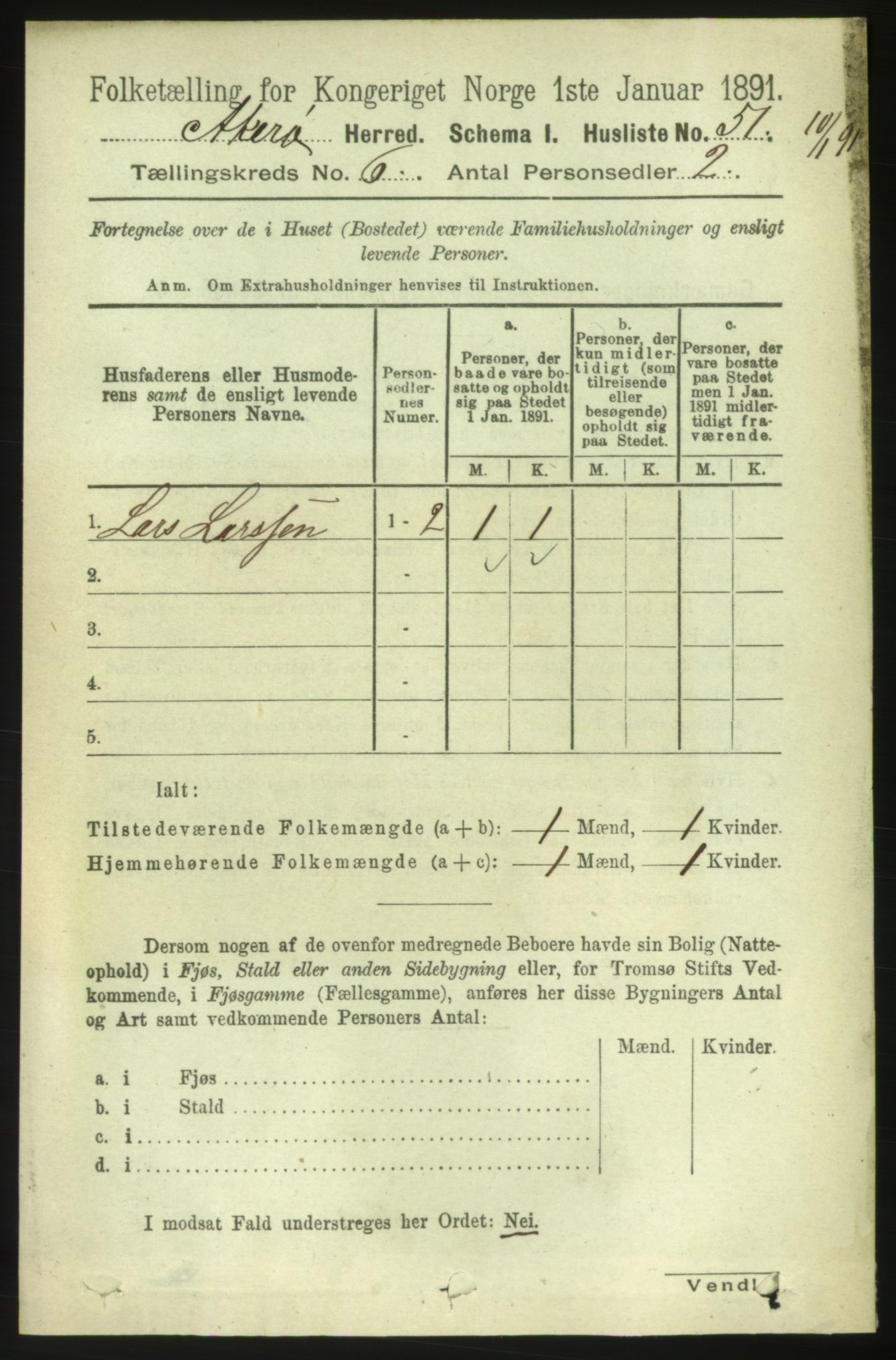 RA, 1891 census for 1545 Aukra, 1891, p. 2543