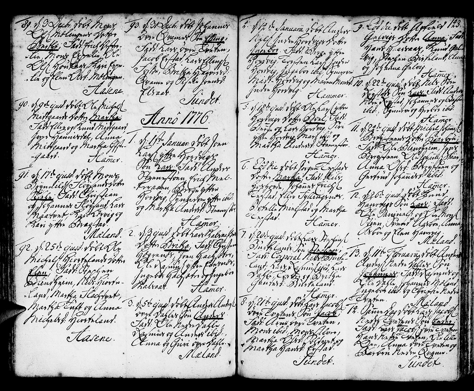Hamre sokneprestembete, AV/SAB-A-75501/H/Ha/Haa/Haaa/L0007: Parish register (official) no. A 7, 1762-1777, p. 143