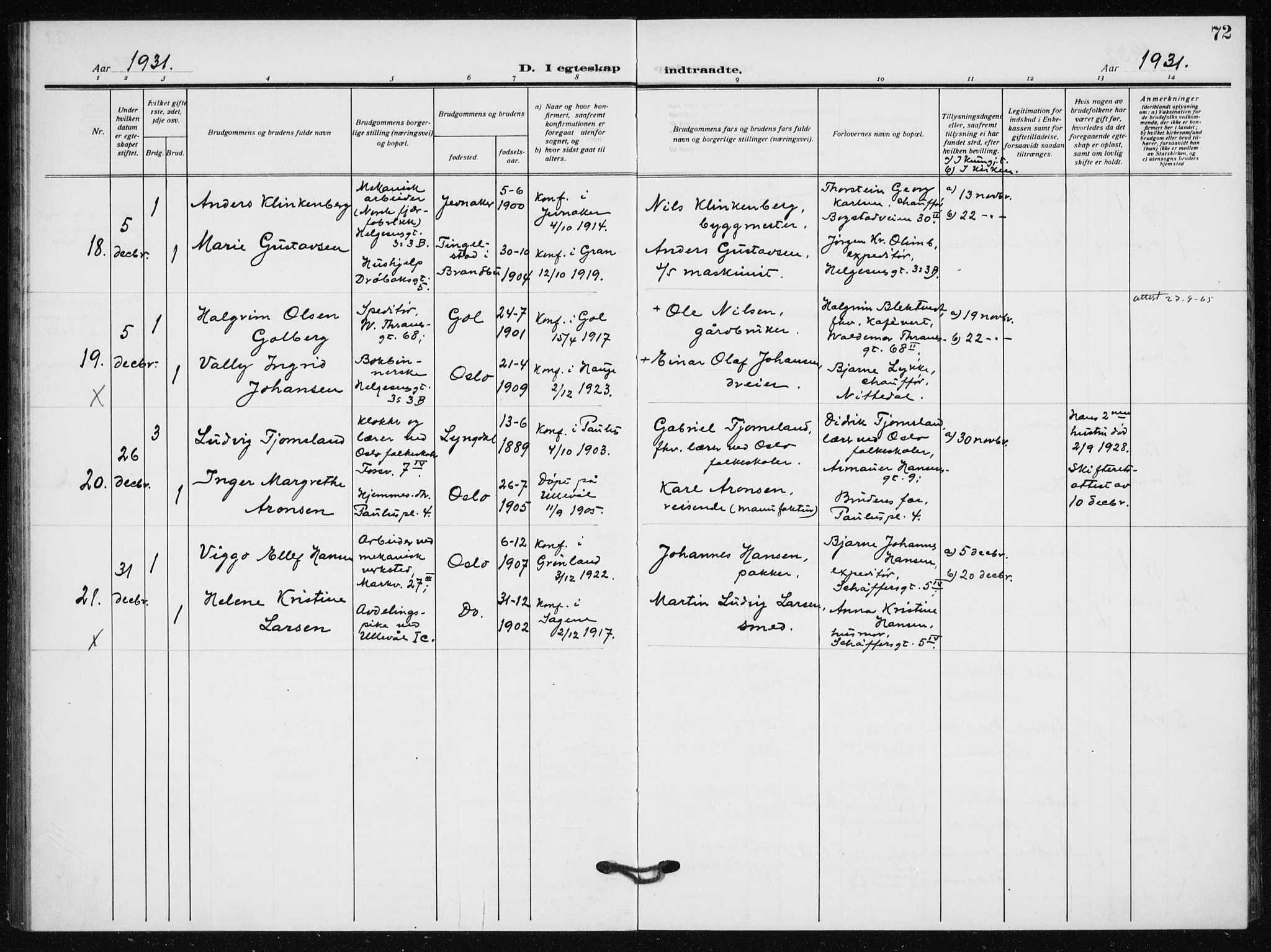 Hauge prestekontor Kirkebøker, AV/SAO-A-10849/F/Fa/L0003: Parish register (official) no. 3, 1917-1938, p. 72