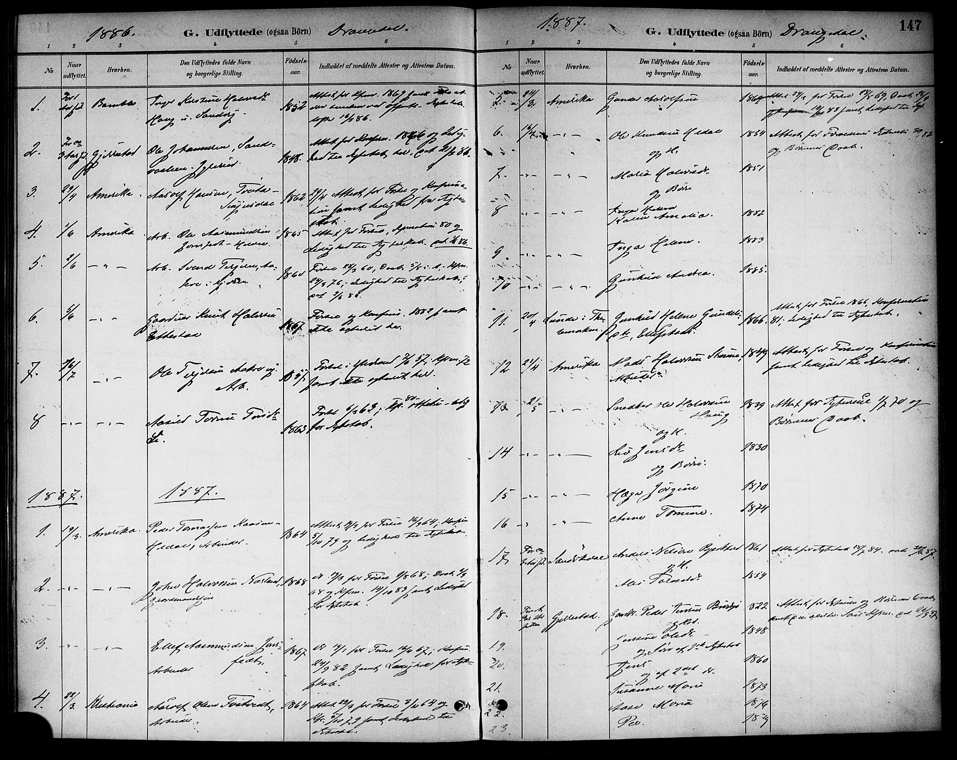 Drangedal kirkebøker, AV/SAKO-A-258/F/Fa/L0011: Parish register (official) no. 11 /1, 1885-1894, p. 147