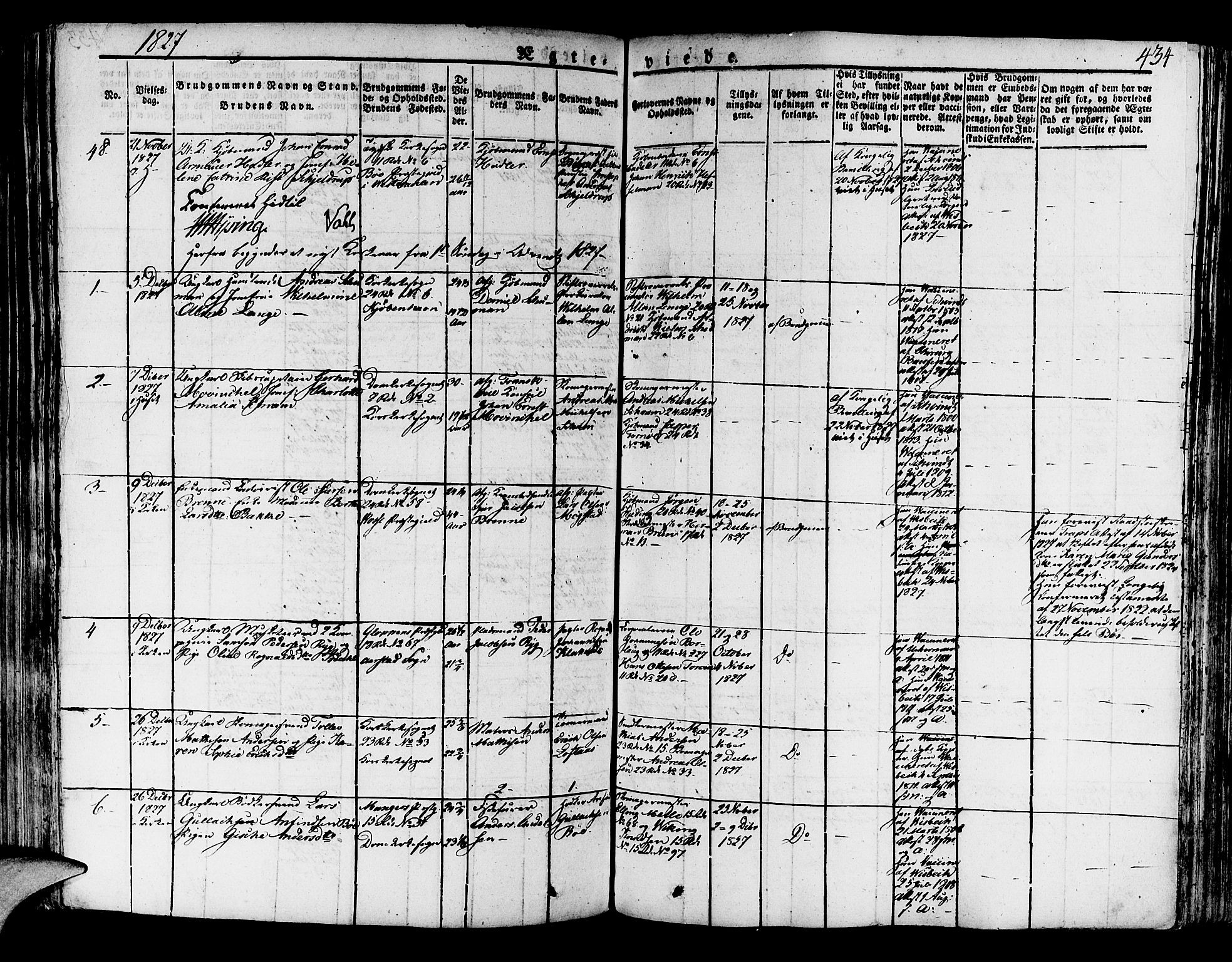 Korskirken sokneprestembete, SAB/A-76101/H/Haa/L0014: Parish register (official) no. A 14, 1823-1835, p. 434