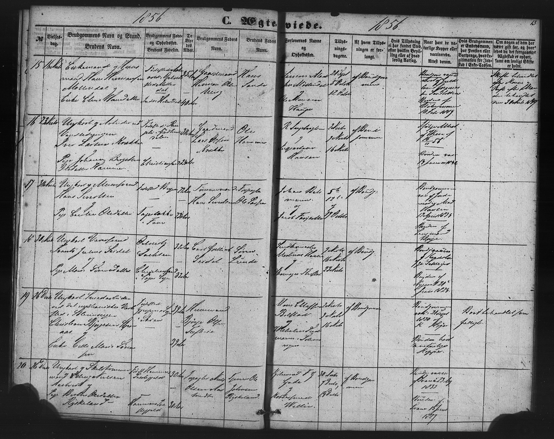 St. Jørgens hospital og Årstad sokneprestembete, AV/SAB-A-99934: Parish register (copy) no. A 7, 1854-1886, p. 13