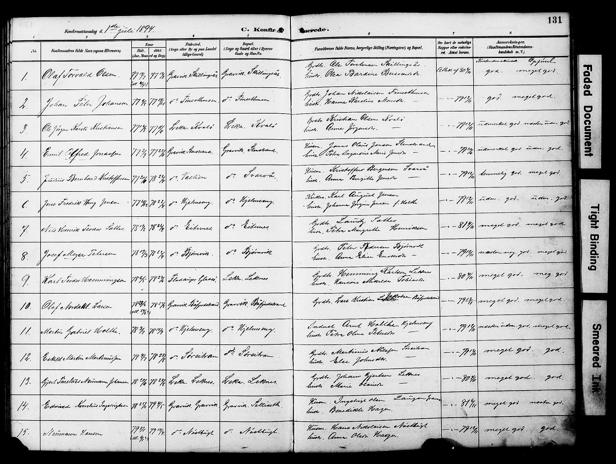 Ministerialprotokoller, klokkerbøker og fødselsregistre - Nord-Trøndelag, SAT/A-1458/788/L0701: Parish register (copy) no. 788C01, 1888-1913, p. 131