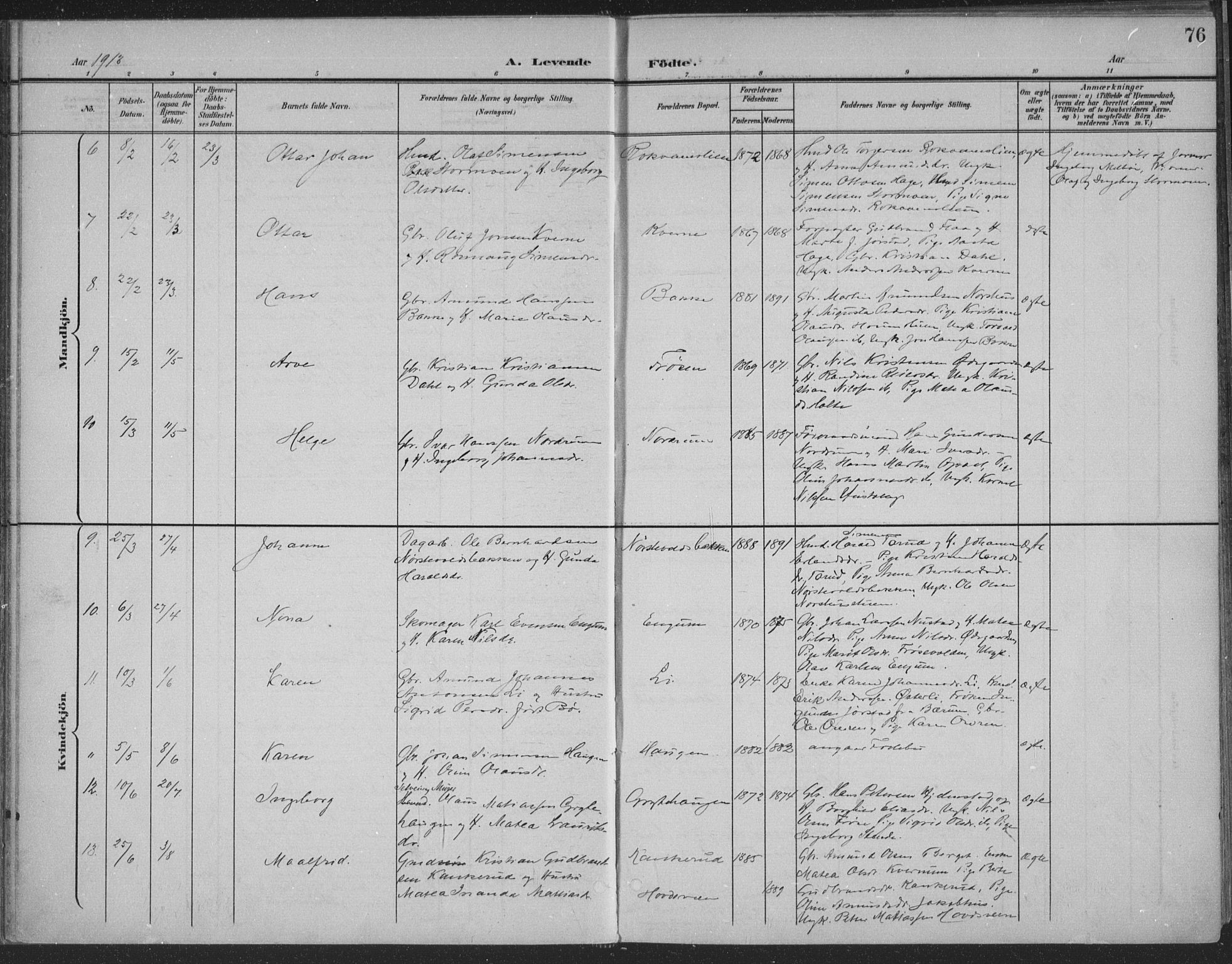 Østre Gausdal prestekontor, SAH/PREST-092/H/Ha/Haa/L0004: Parish register (official) no. 4, 1898-1914, p. 76