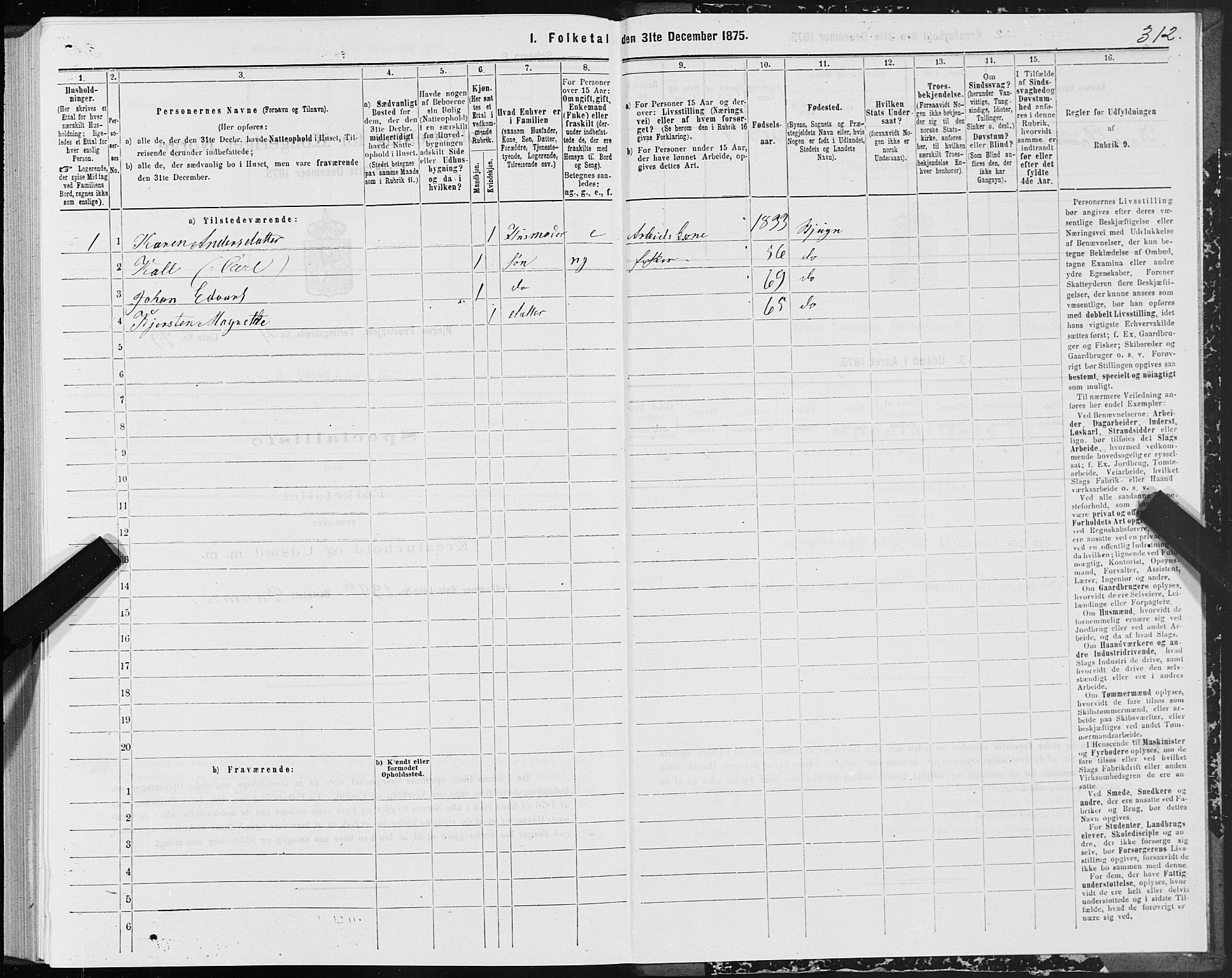 SAT, 1875 census for 1627P Bjugn, 1875, p. 2312