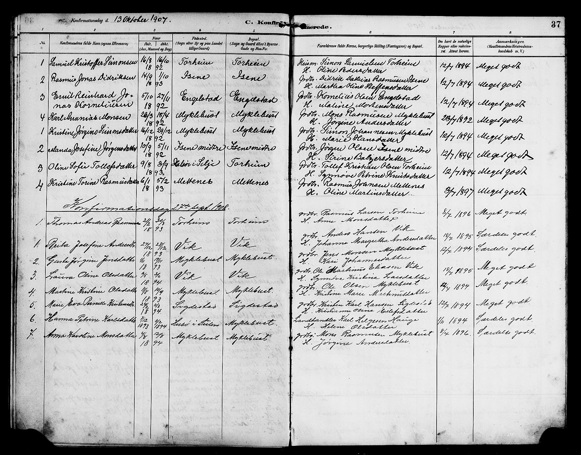 Davik sokneprestembete, AV/SAB-A-79701/H/Hab/Habd/L0002: Parish register (copy) no. D 2, 1890-1919, p. 37