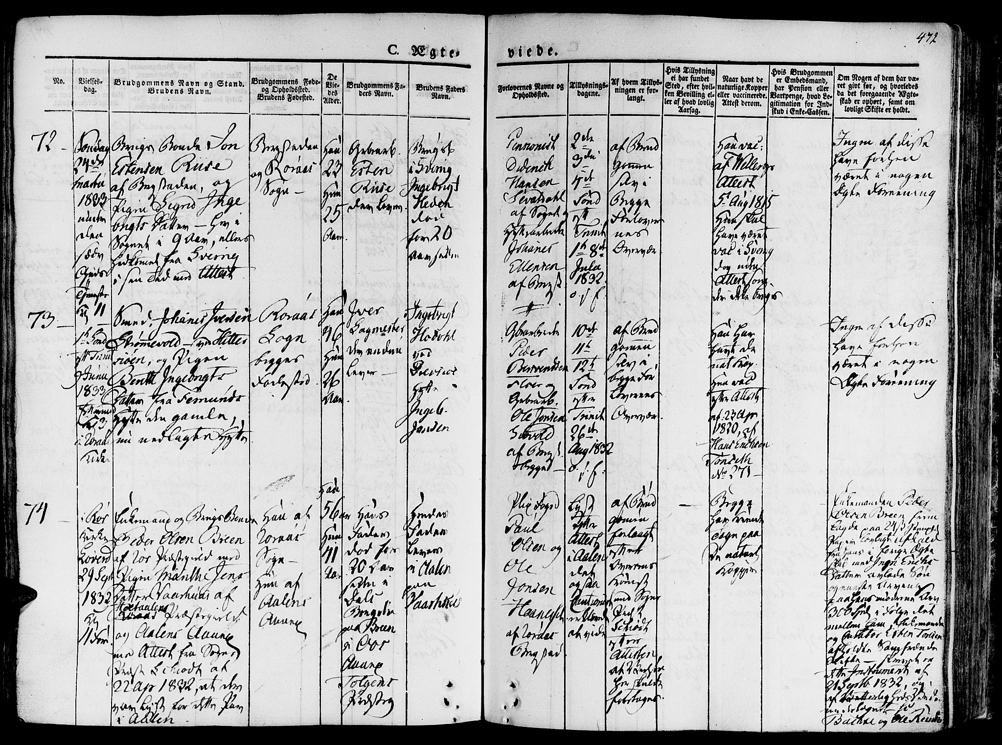 Ministerialprotokoller, klokkerbøker og fødselsregistre - Sør-Trøndelag, SAT/A-1456/681/L0930: Parish register (official) no. 681A08, 1829-1844, p. 472