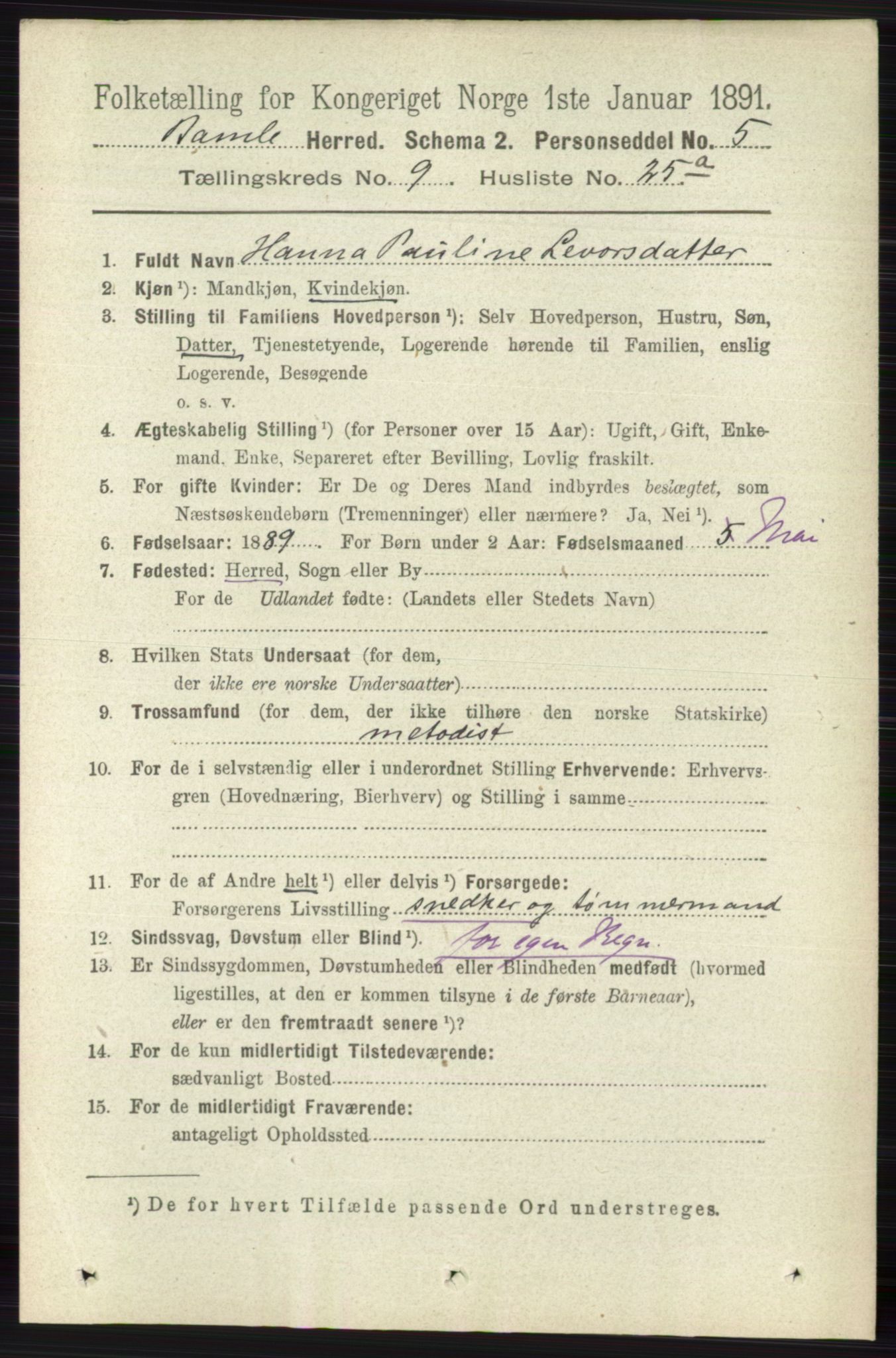 RA, 1891 census for 0814 Bamble, 1891, p. 4365