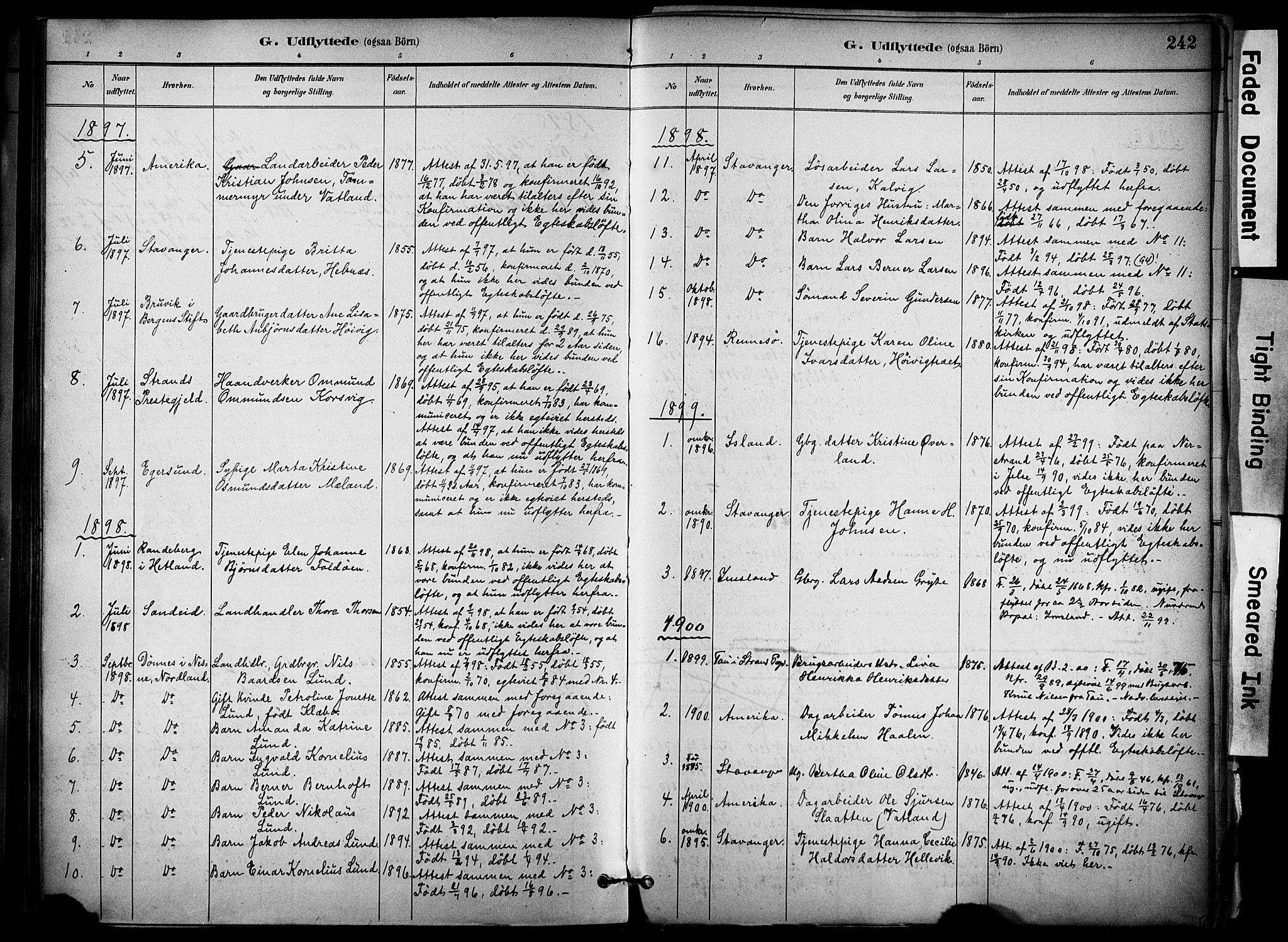 Jelsa sokneprestkontor, SAST/A-101842/01/IV: Parish register (official) no. A 10, 1884-1906, p. 242