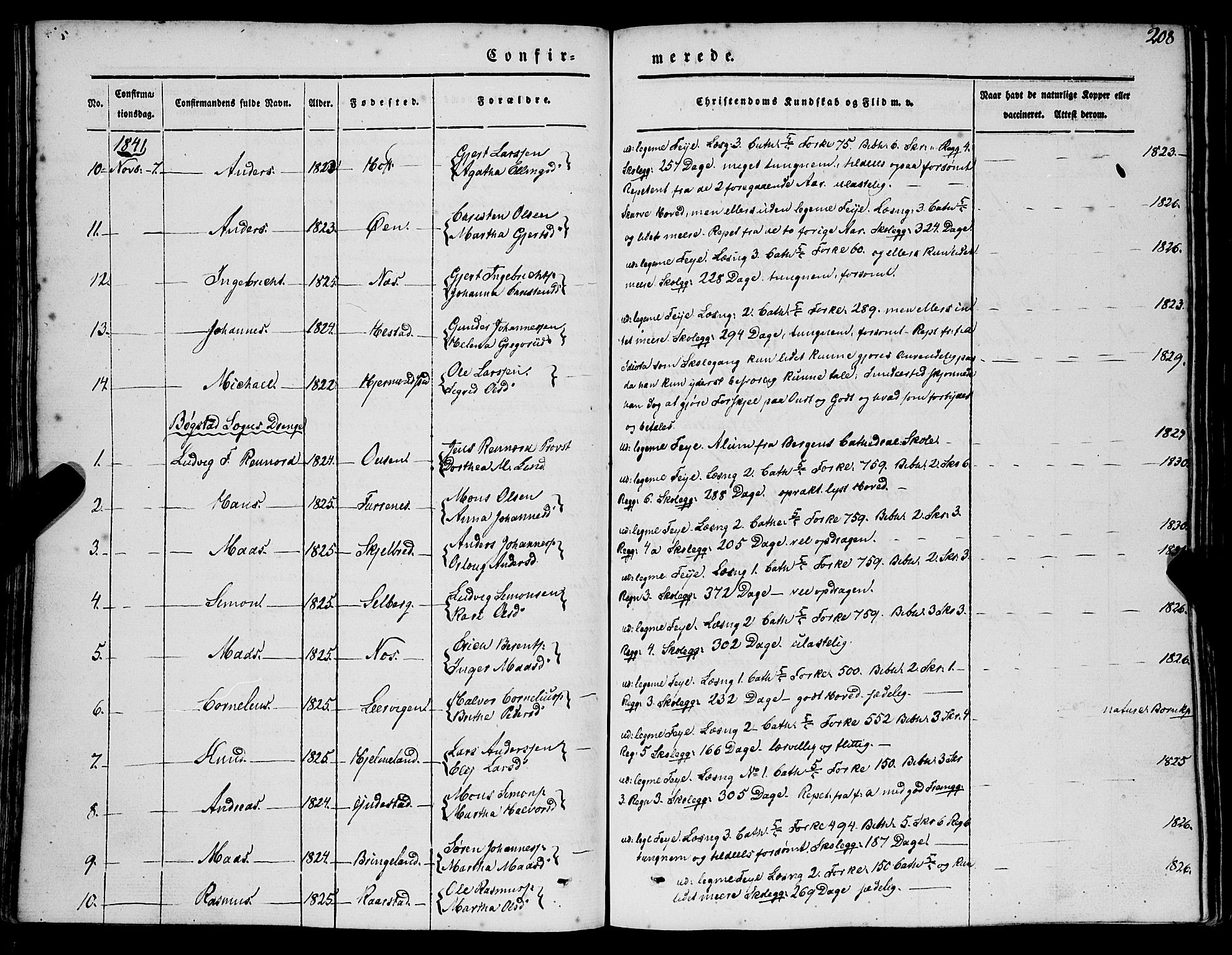 Gaular sokneprestembete, AV/SAB-A-80001/H/Haa: Parish register (official) no. A 4I, 1840-1859, p. 208