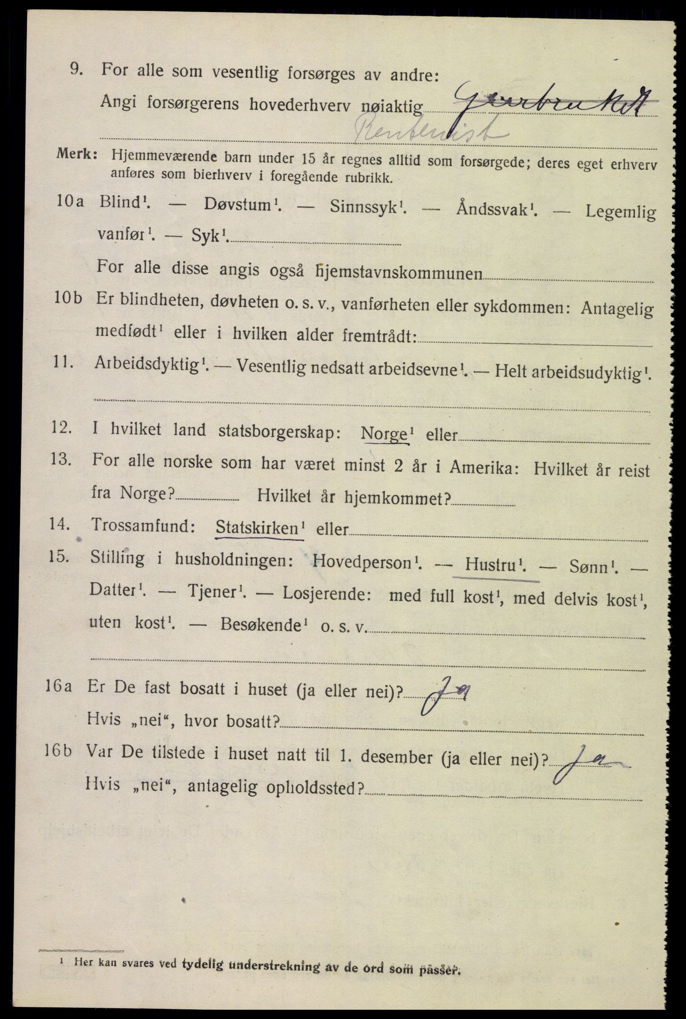 SAK, 1920 census for Konsmo, 1920, p. 1261