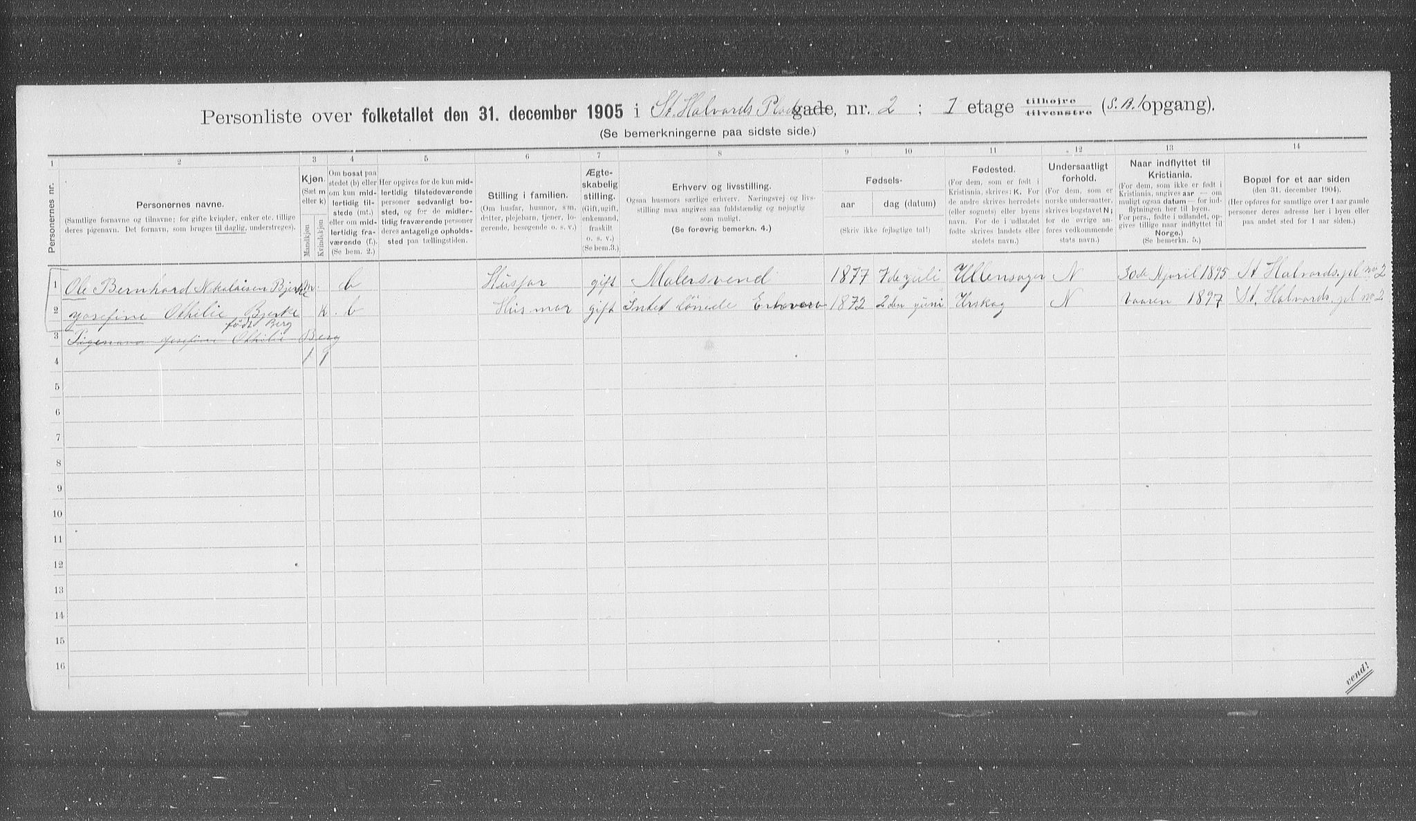 OBA, Municipal Census 1905 for Kristiania, 1905, p. 53200