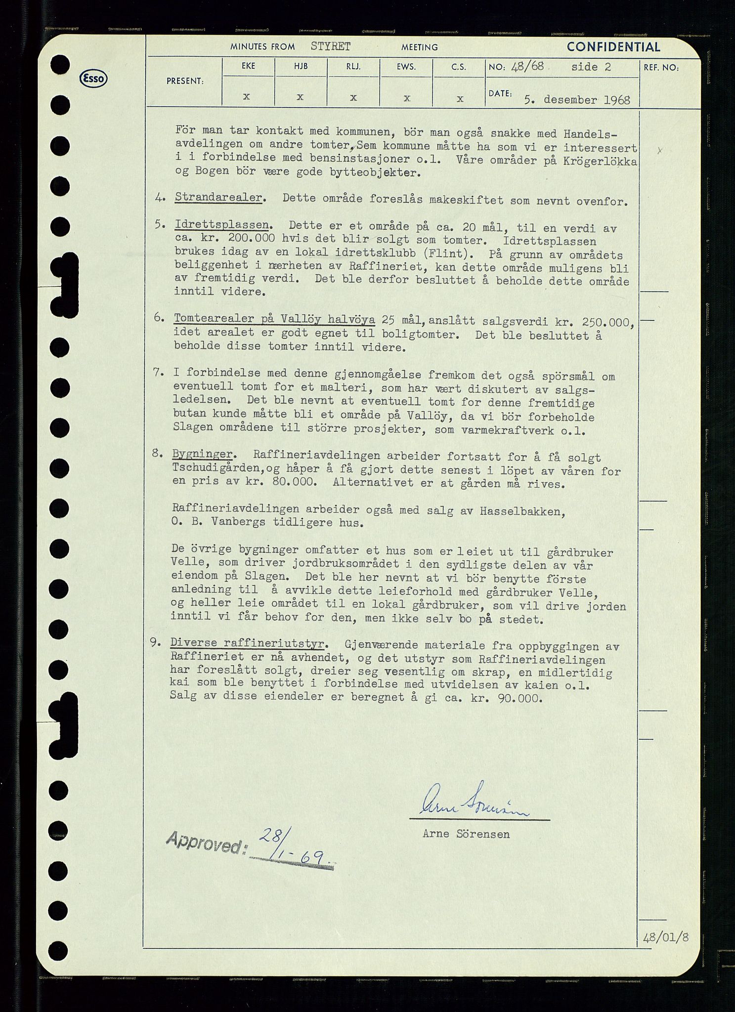 Pa 0982 - Esso Norge A/S, AV/SAST-A-100448/A/Aa/L0002/0004: Den administrerende direksjon Board minutes (styrereferater) / Den administrerende direksjon Board minutes (styrereferater), 1968, p. 71