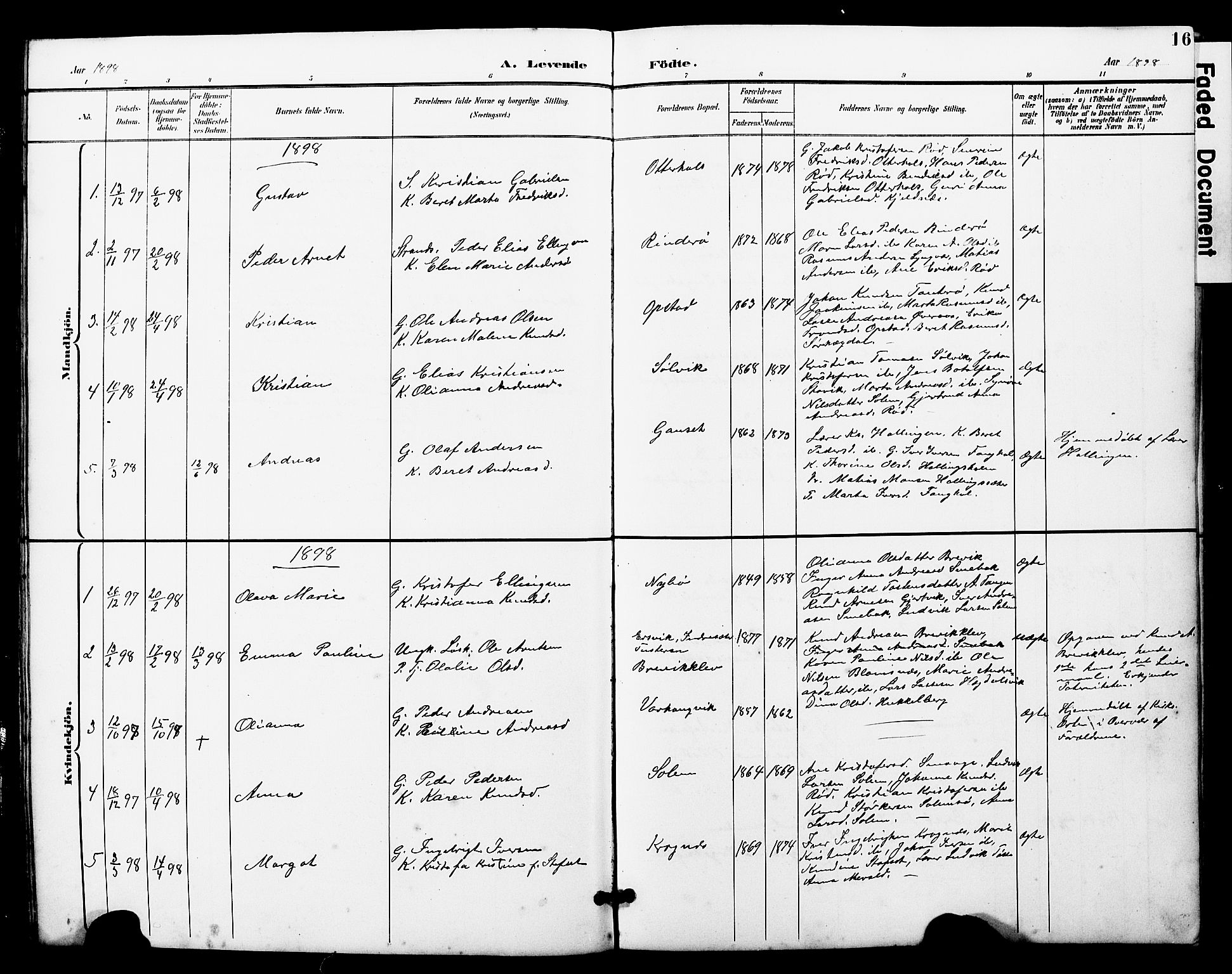 Ministerialprotokoller, klokkerbøker og fødselsregistre - Møre og Romsdal, SAT/A-1454/560/L0725: Parish register (copy) no. 560C02, 1895-1930, p. 16