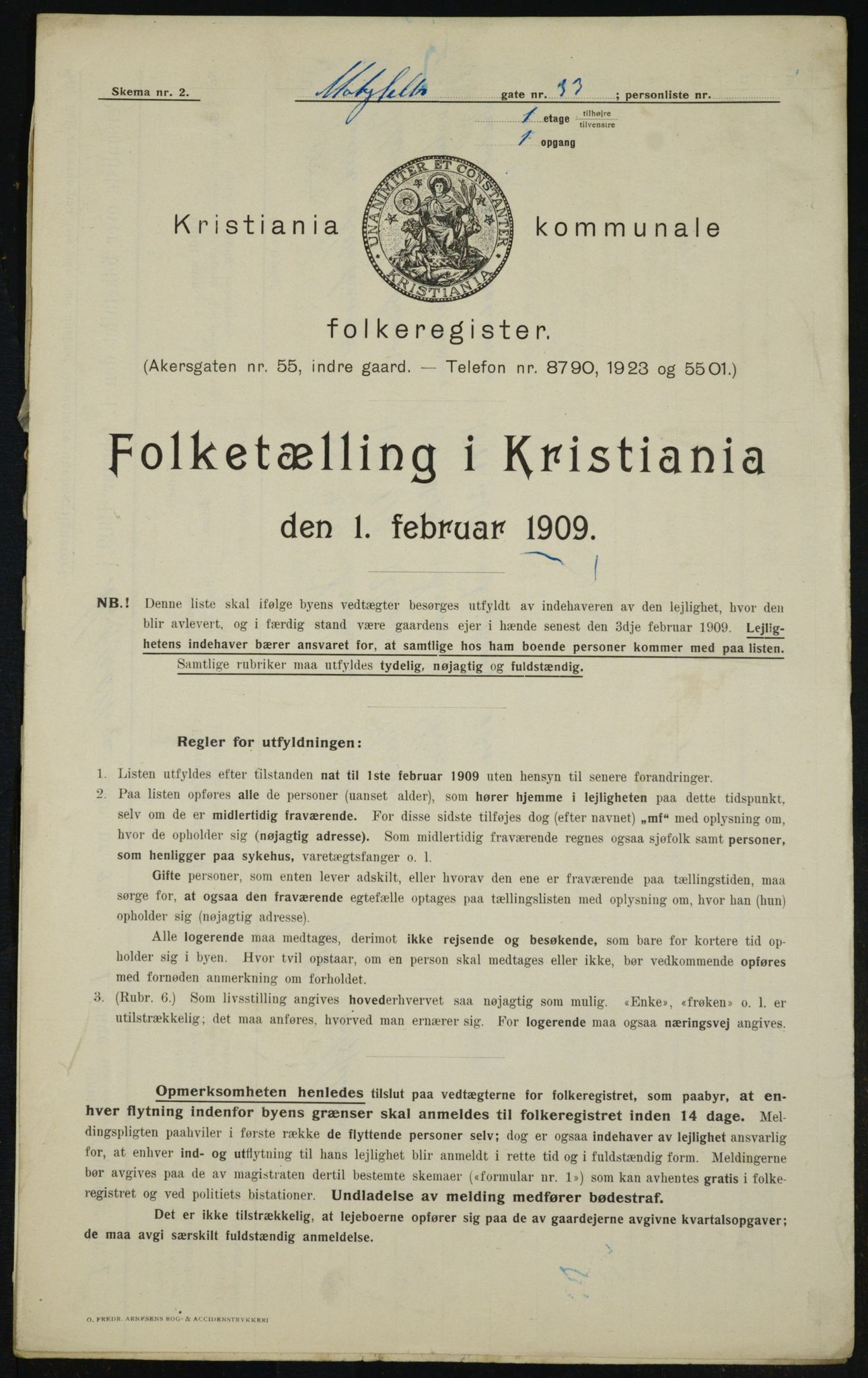 OBA, Municipal Census 1909 for Kristiania, 1909, p. 60317