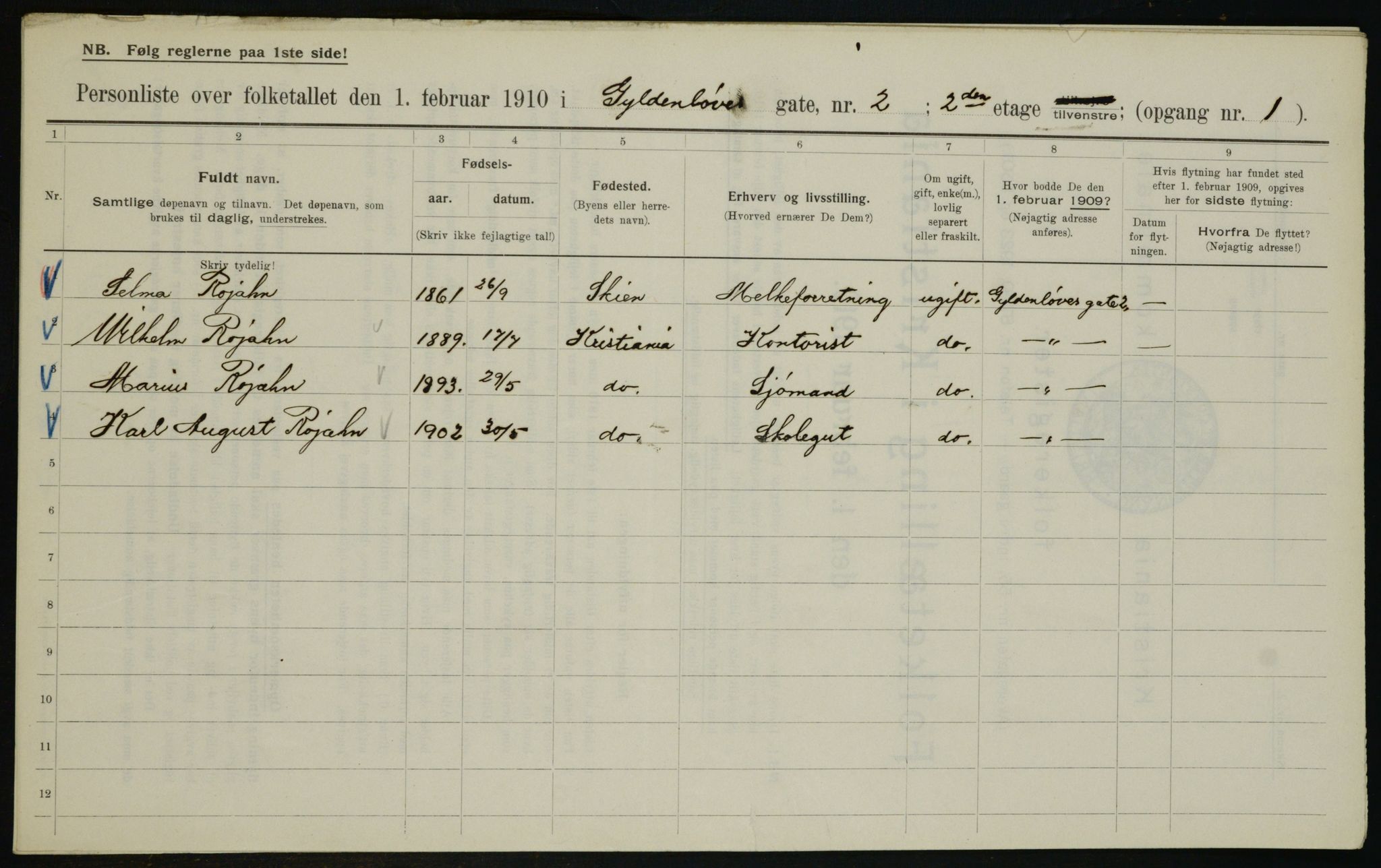 OBA, Municipal Census 1910 for Kristiania, 1910, p. 31142