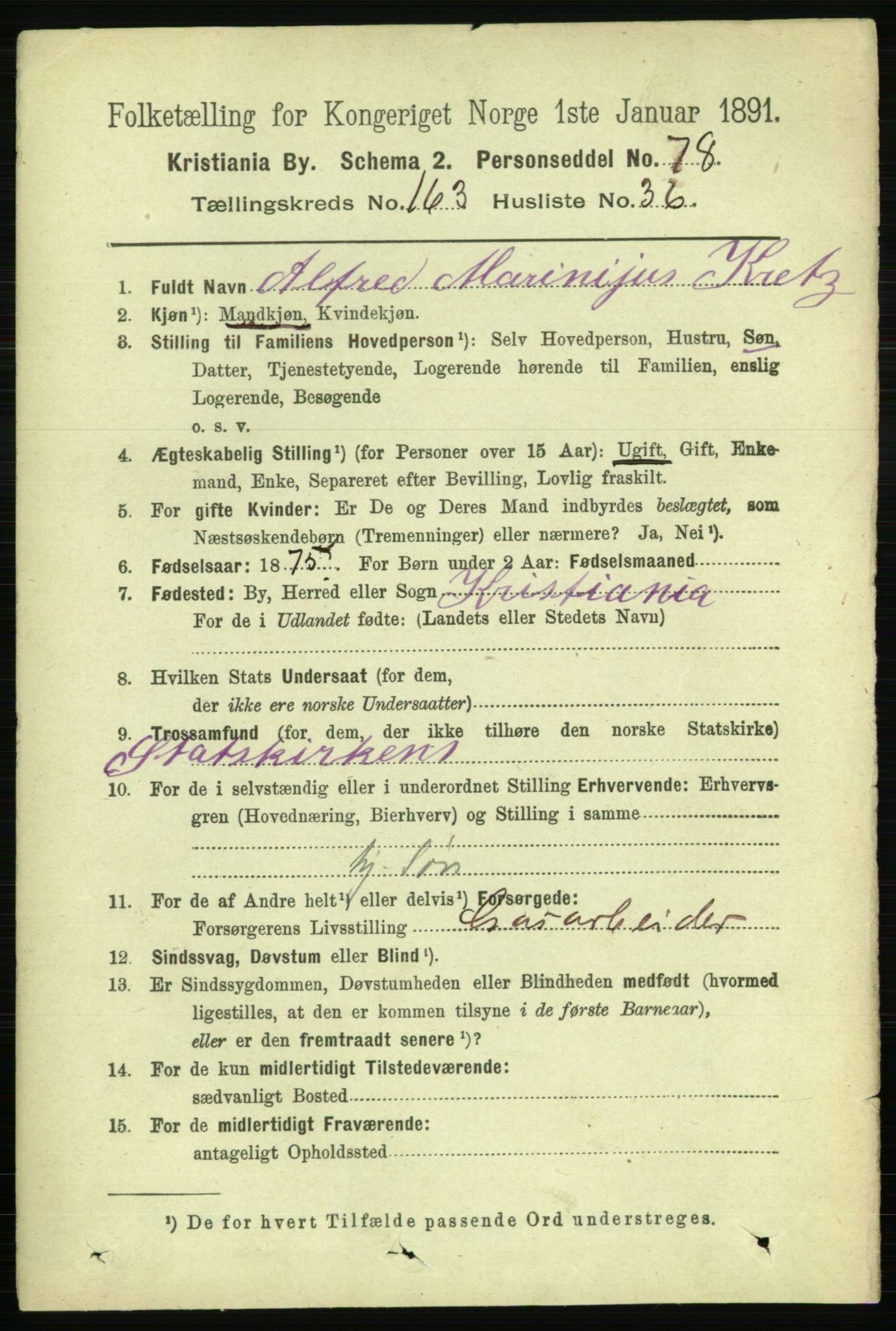 RA, 1891 census for 0301 Kristiania, 1891, p. 94360